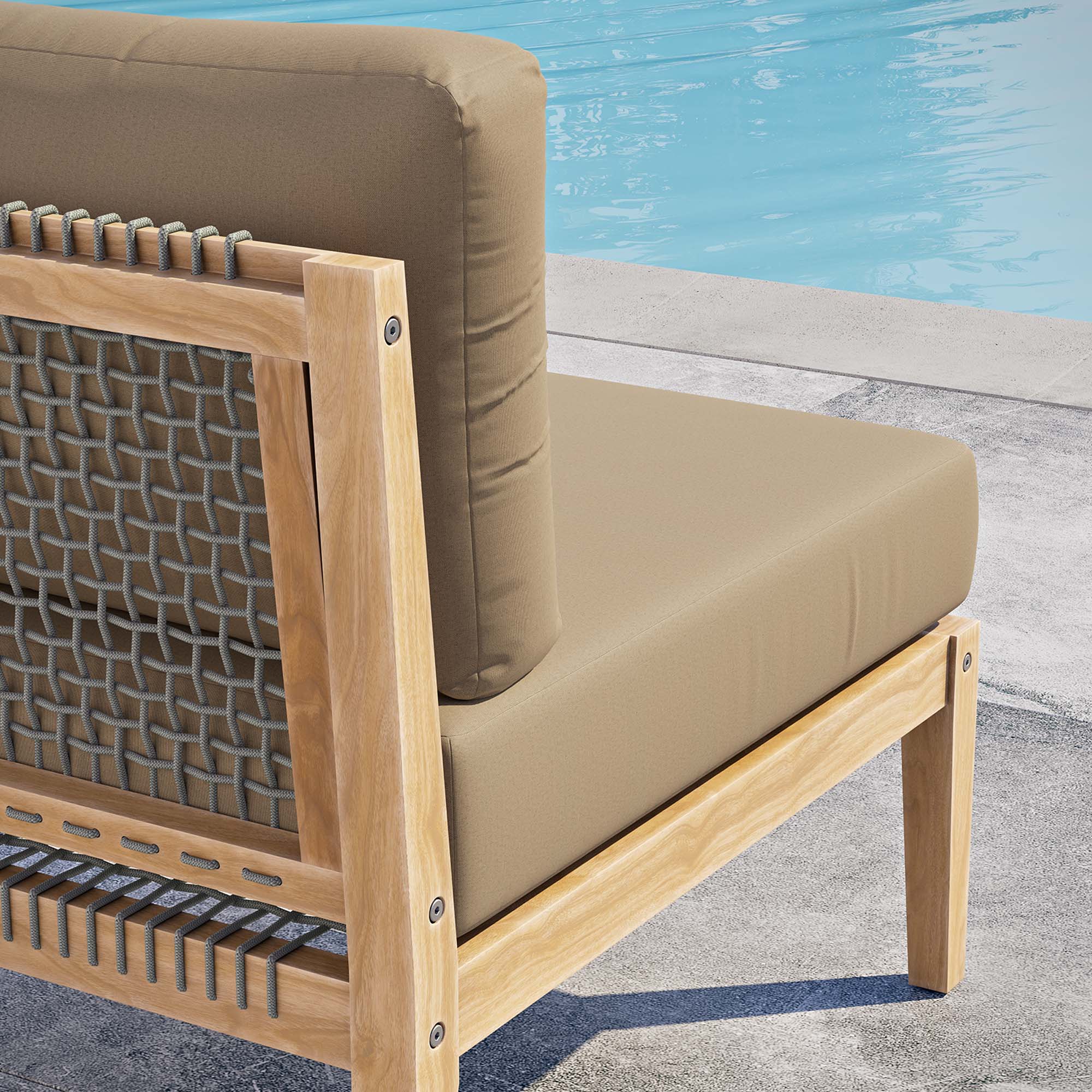 Modway Clearwater Outdoor Patio Teak Wood Armless Chair