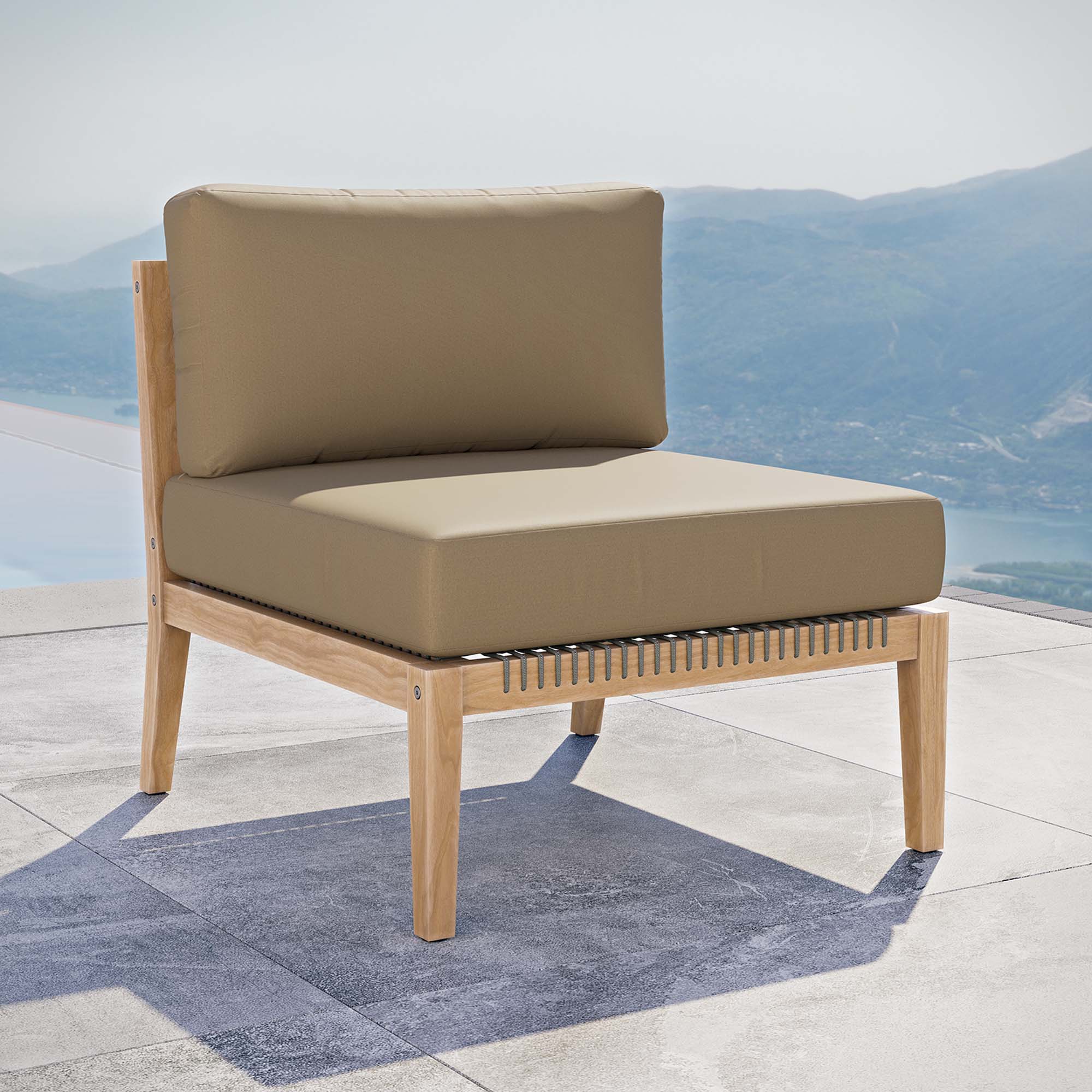 Modway Clearwater Outdoor Patio Teak Wood Armless Chair