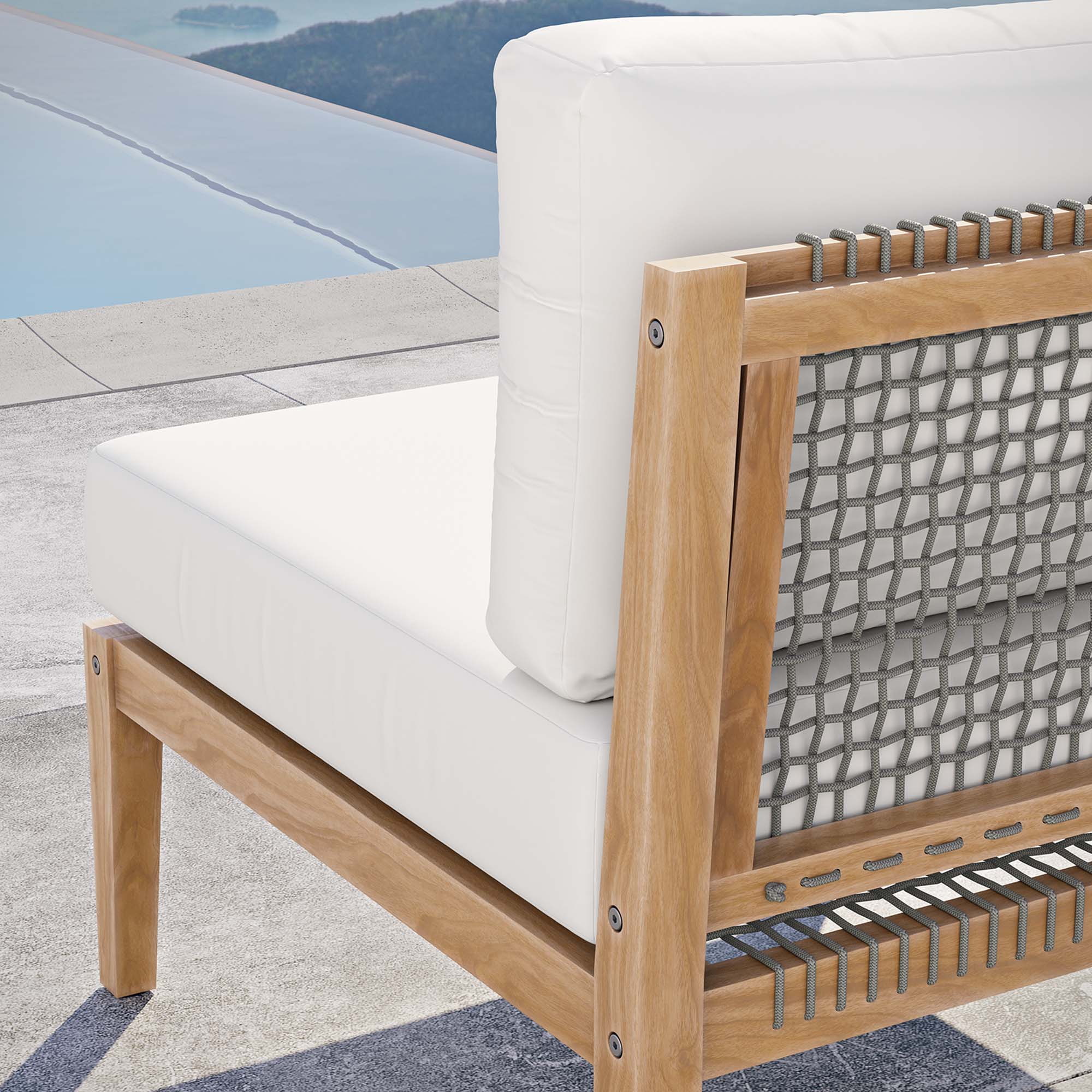 Modway Clearwater Outdoor Patio Teak Wood Armless Chair