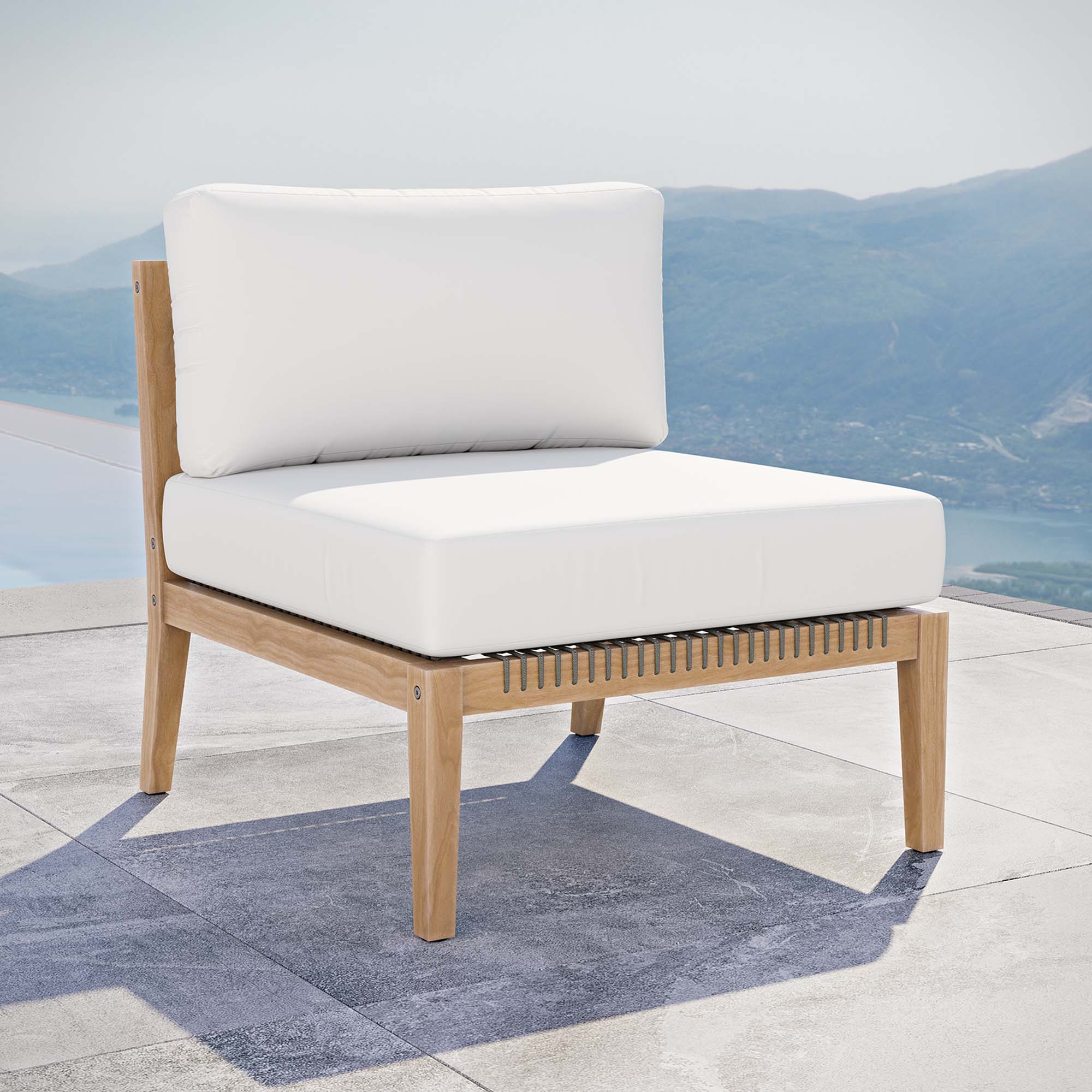 Modway Clearwater Outdoor Patio Teak Wood Armless Chair
