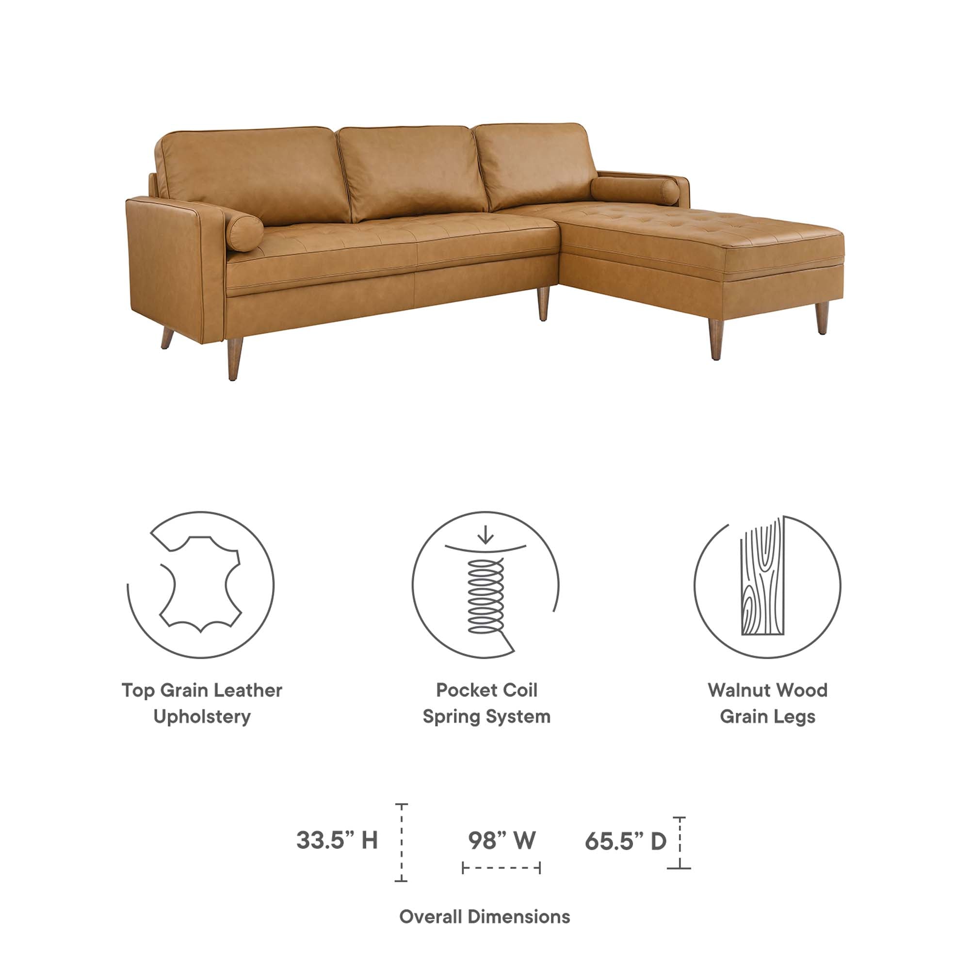 Modway Valour 98" Leather Sectional Sofa