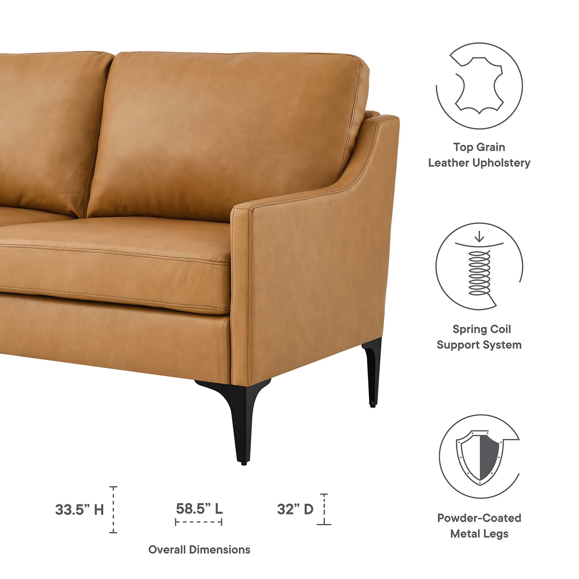 Modway Corland Leather Loveseat