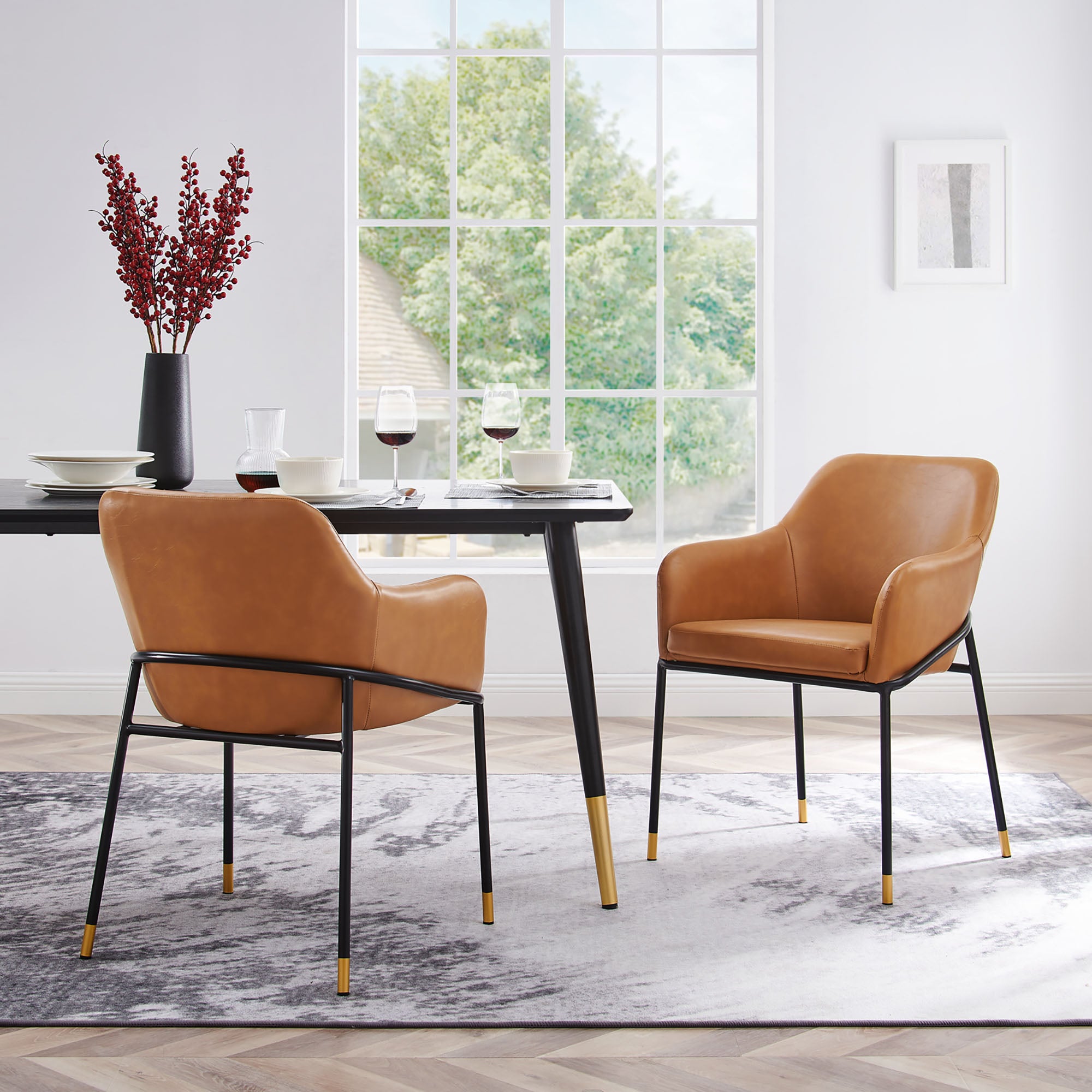 Modway Jovi Vegan Leather Dining Chair Set of 2
