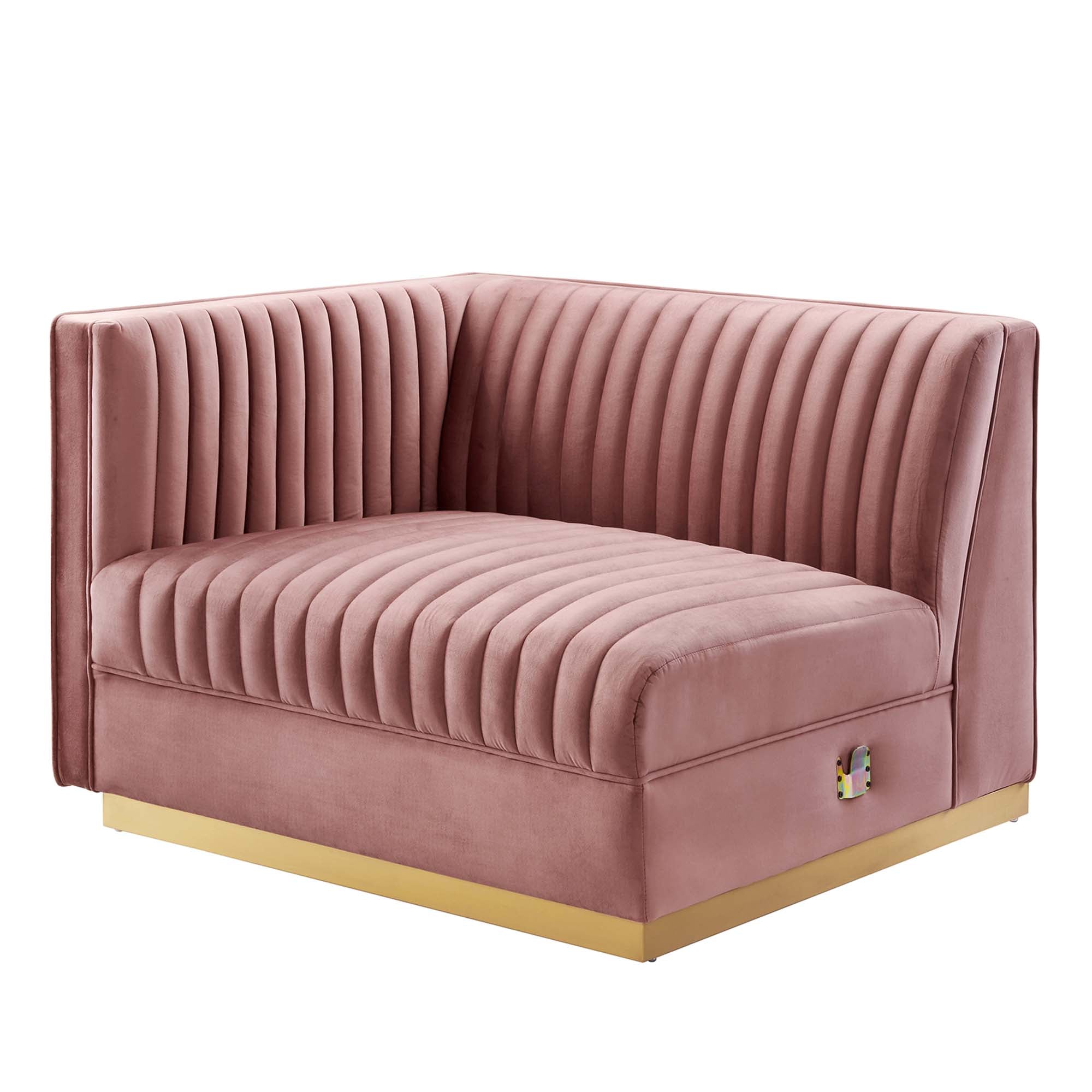 Modway Sanguine Channel Tufted Performance Velvet Modular Sectional Sofa Left-Arm Chair