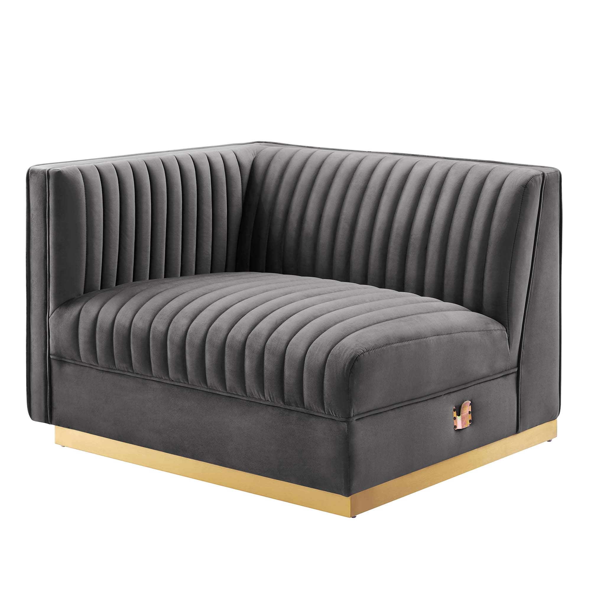 Modway Sanguine Channel Tufted Performance Velvet Modular Sectional Sofa Left-Arm Chair