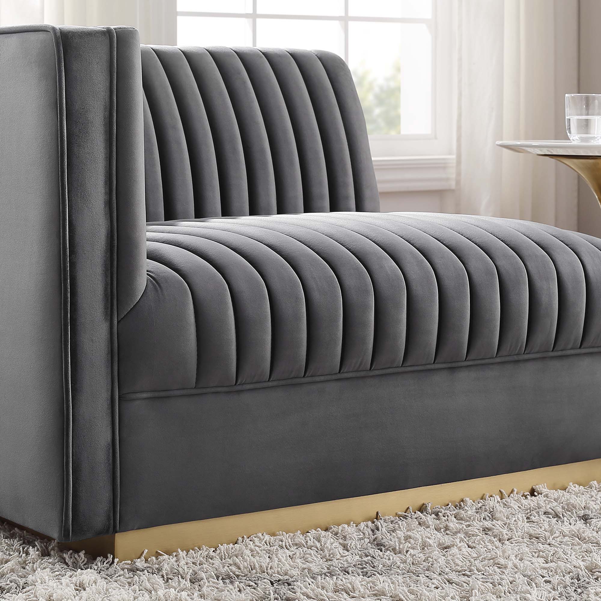 Modway Sanguine Channel Tufted Performance Velvet Modular Sectional Sofa Left-Arm Chair