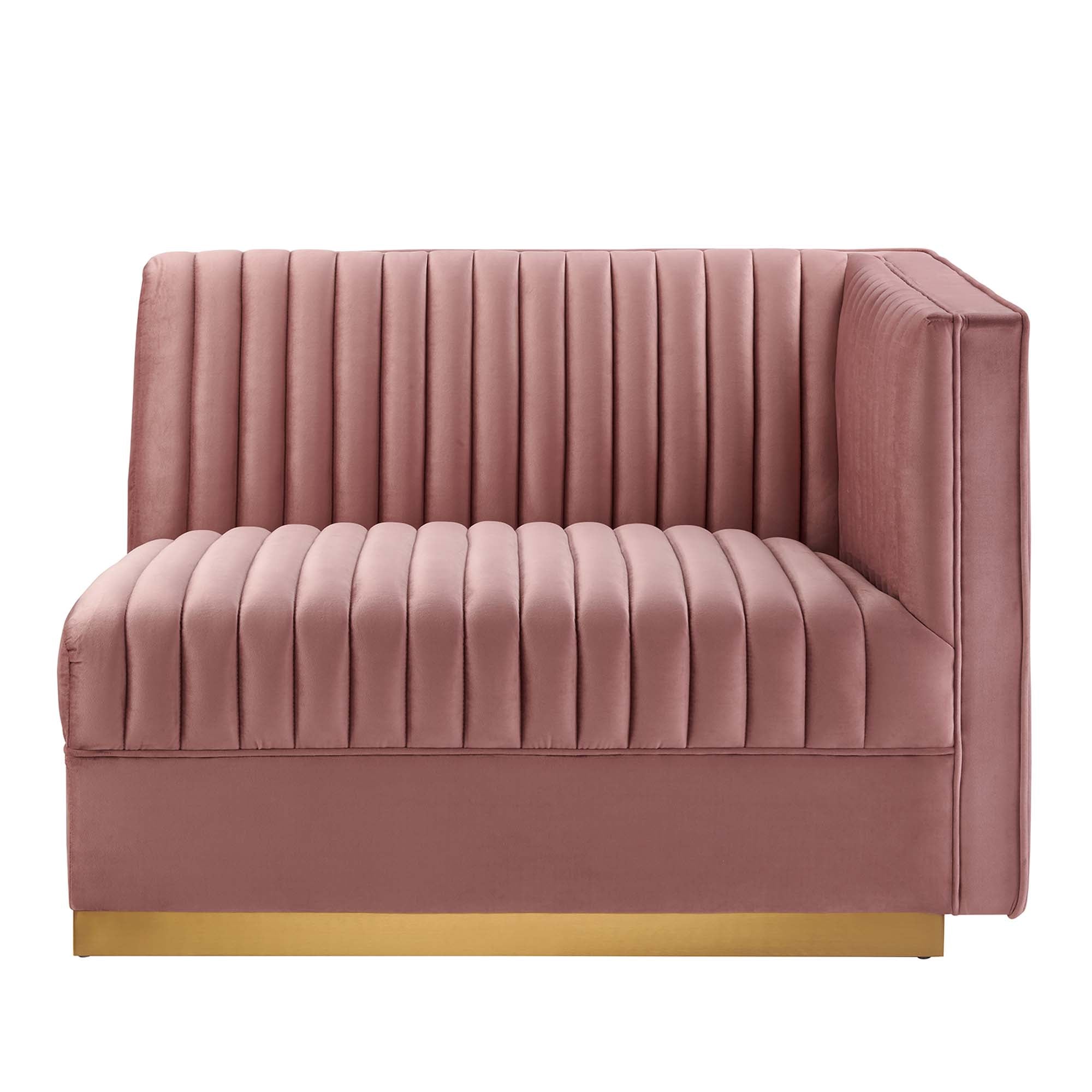 Modway Sanguine Channel Tufted Performance Velvet Modular Sectional Sofa Right-Arm Chair