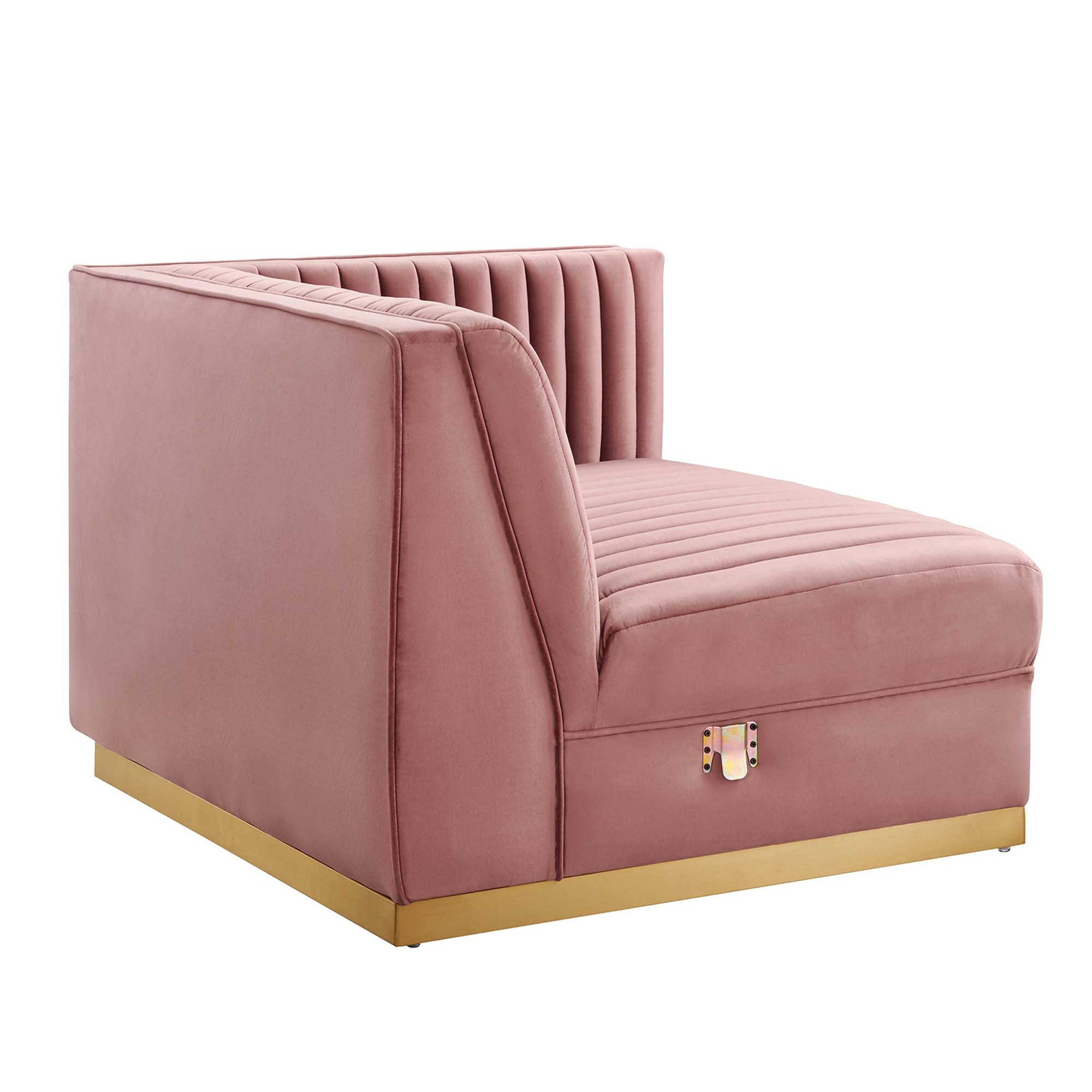 Modway Sanguine Channel Tufted Performance Velvet Modular Sectional Sofa Right-Arm Chair
