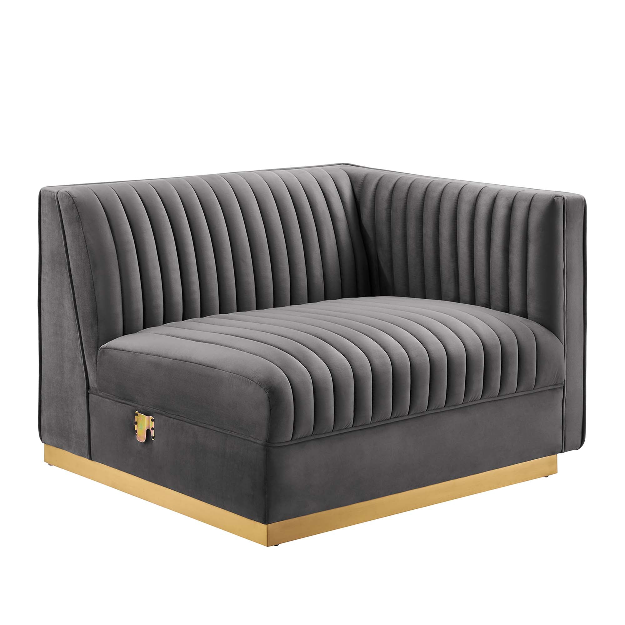 Modway Sanguine Channel Tufted Performance Velvet Modular Sectional Sofa Right-Arm Chair