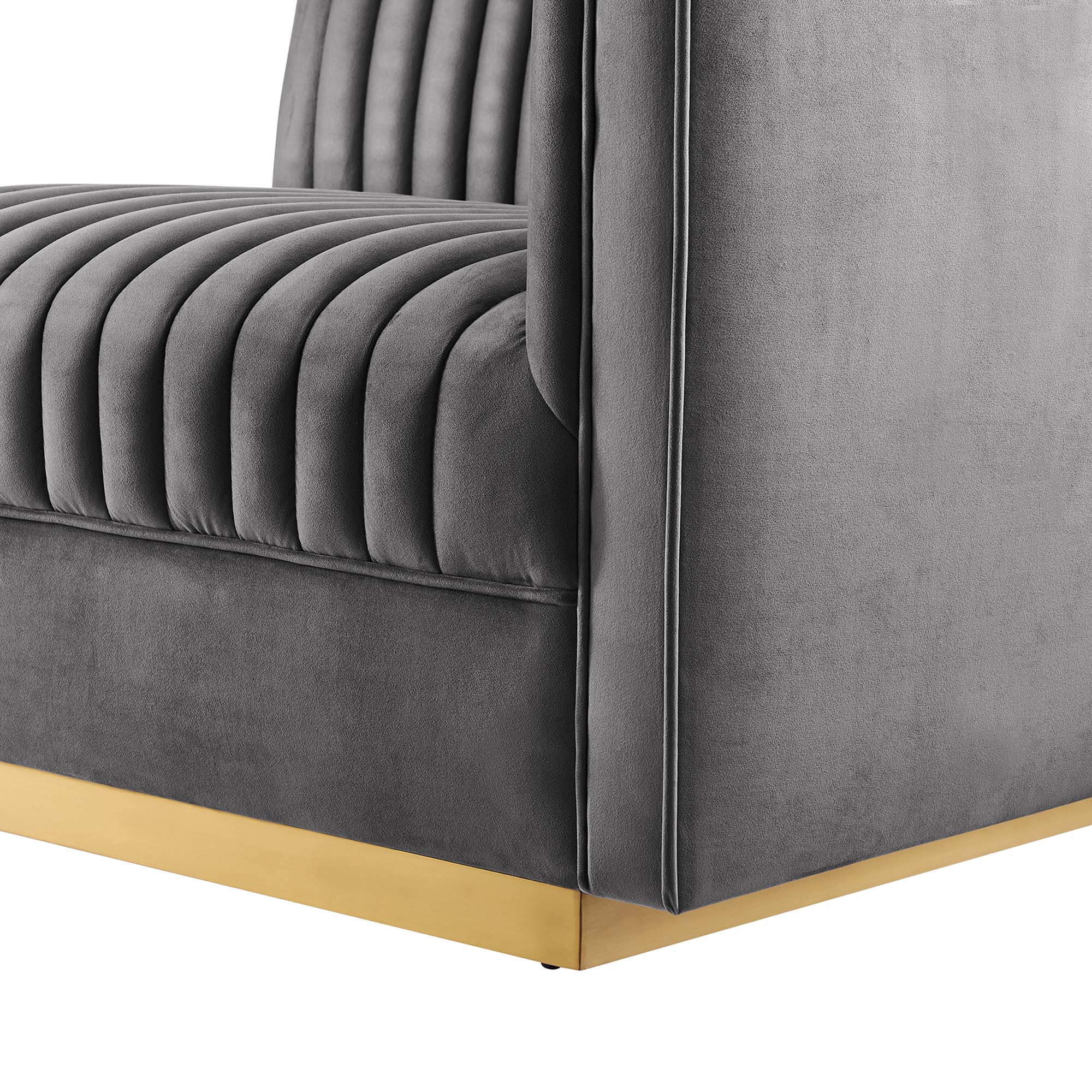Modway Sanguine Channel Tufted Performance Velvet Modular Sectional Sofa Right-Arm Chair