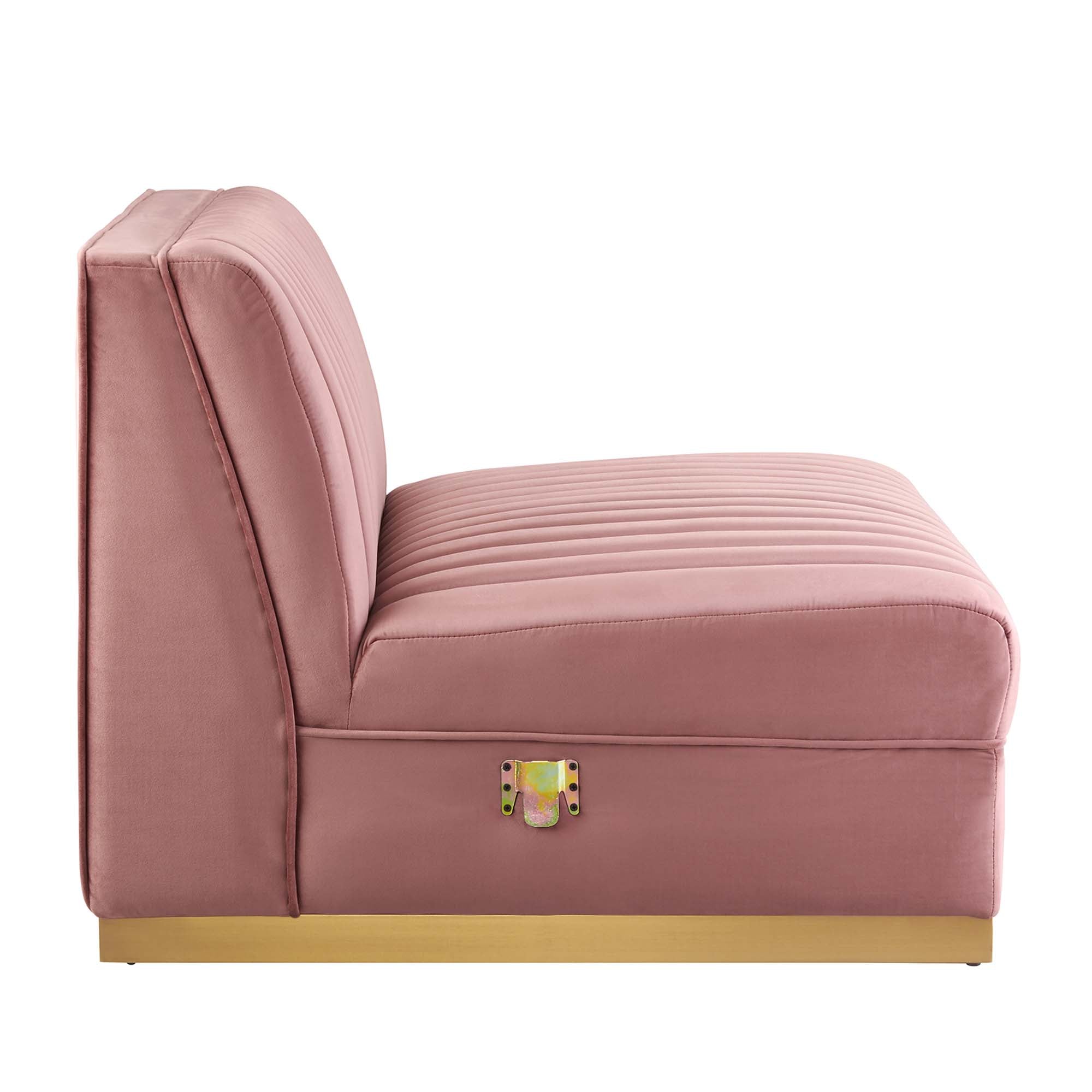 Modway Sanguine Channel Tufted Performance Velvet Modular Sectional Sofa Armless Chair