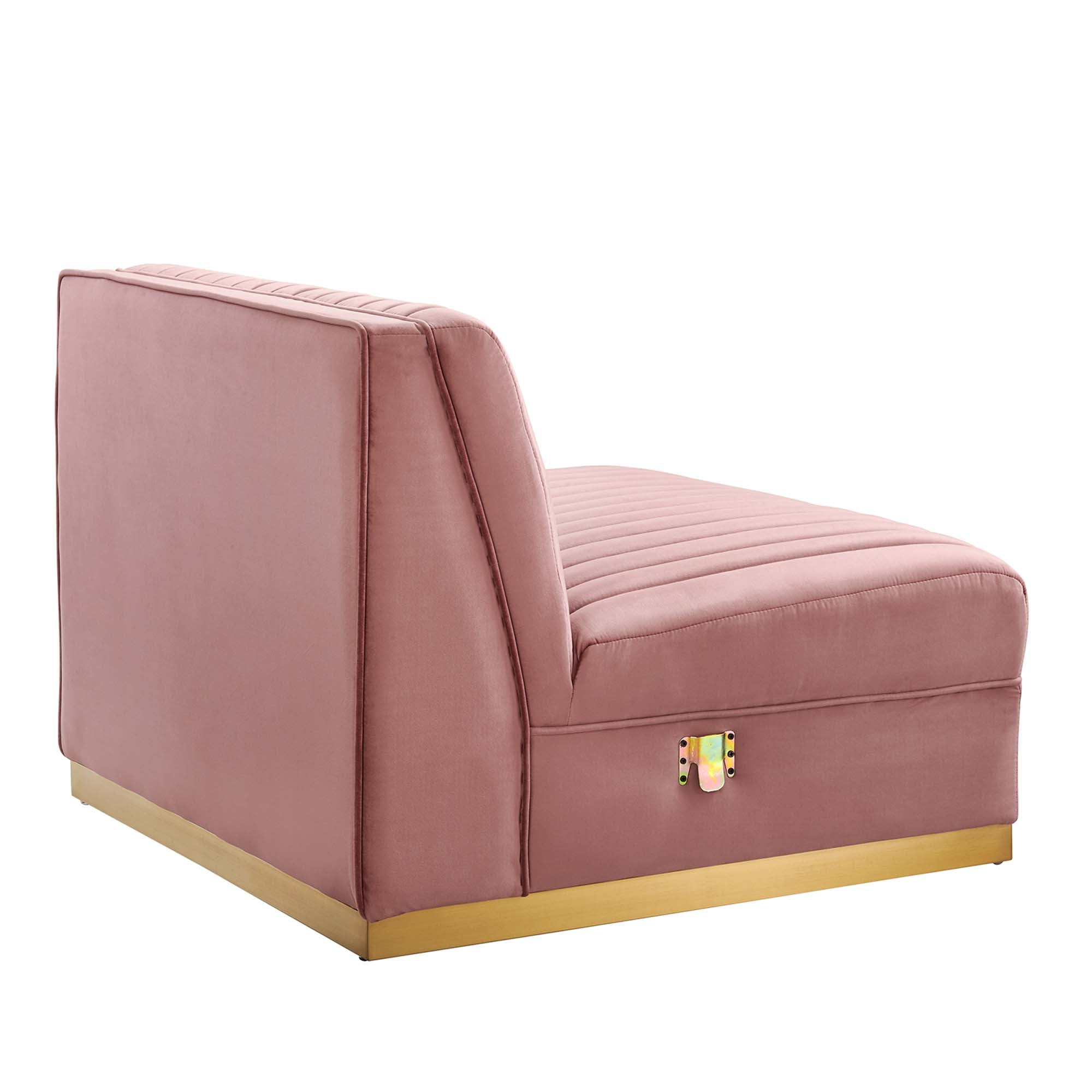 Modway Sanguine Channel Tufted Performance Velvet Modular Sectional Sofa Armless Chair