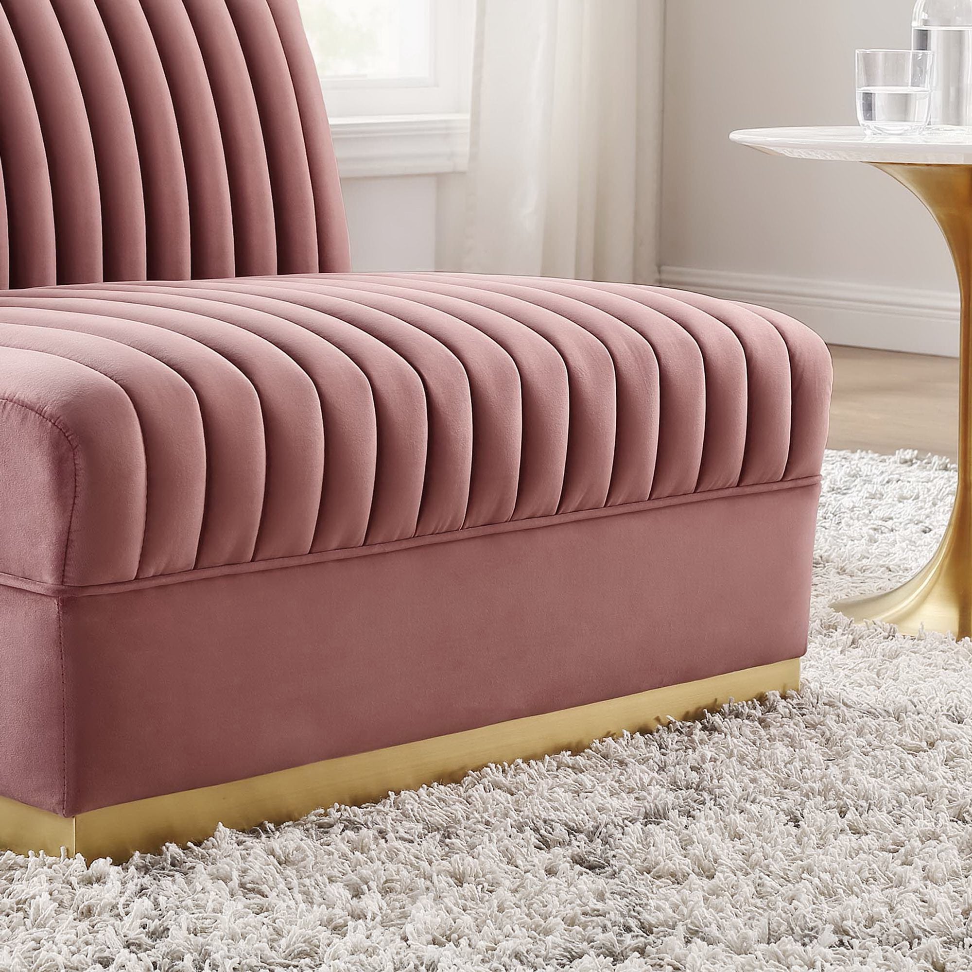 Modway Sanguine Channel Tufted Performance Velvet Modular Sectional Sofa Armless Chair