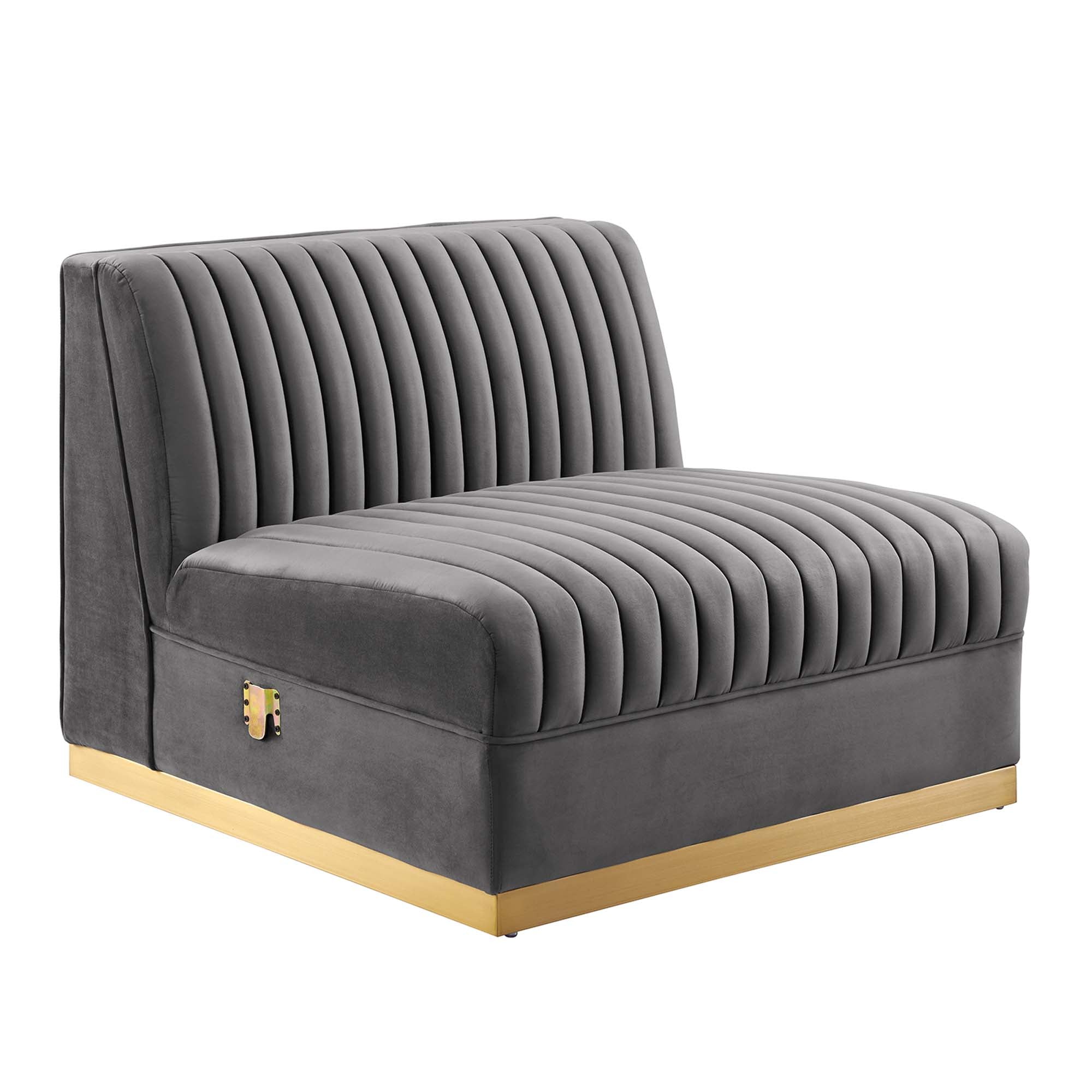 Modway Sanguine Channel Tufted Performance Velvet Modular Sectional Sofa Armless Chair