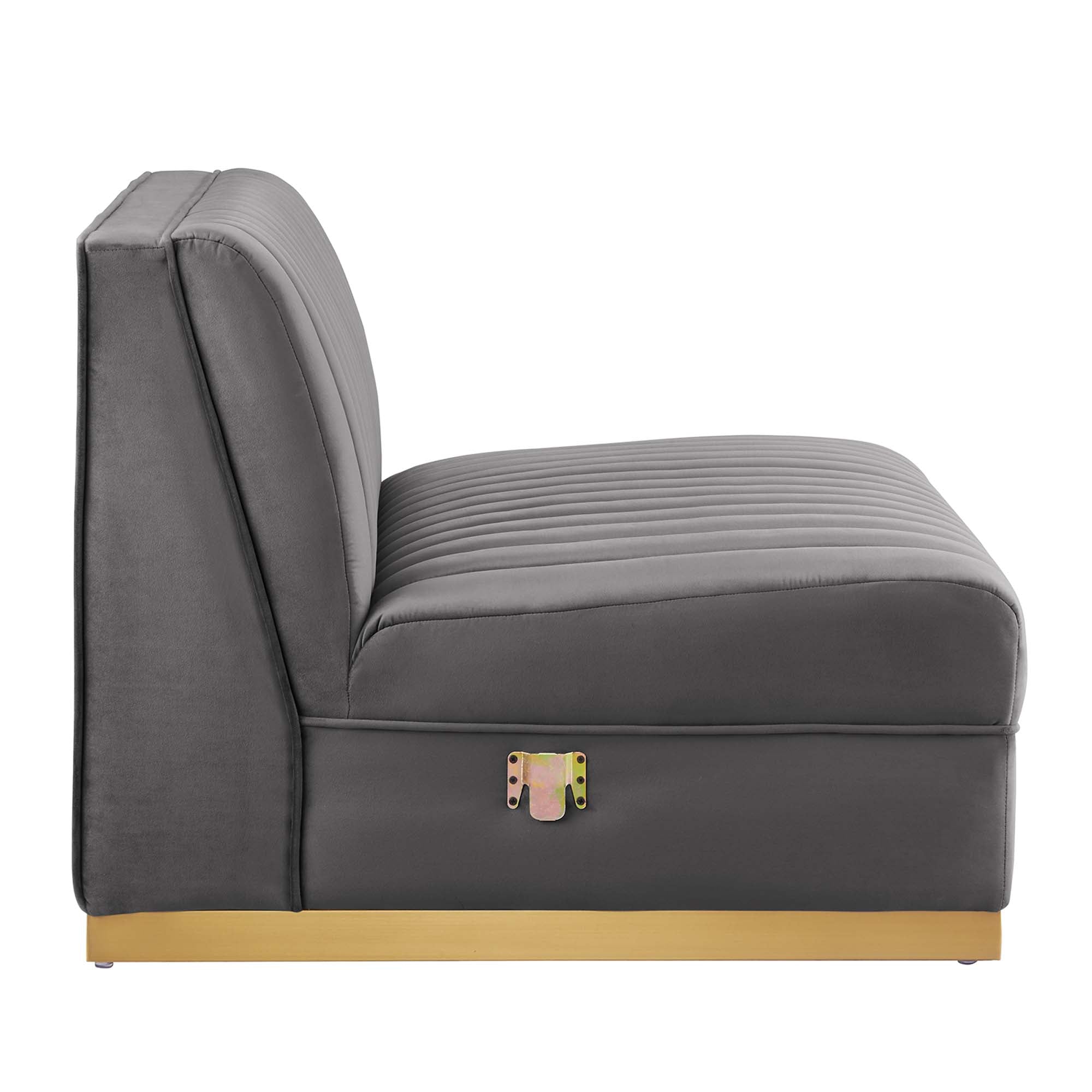 Modway Sanguine Channel Tufted Performance Velvet Modular Sectional Sofa Armless Chair