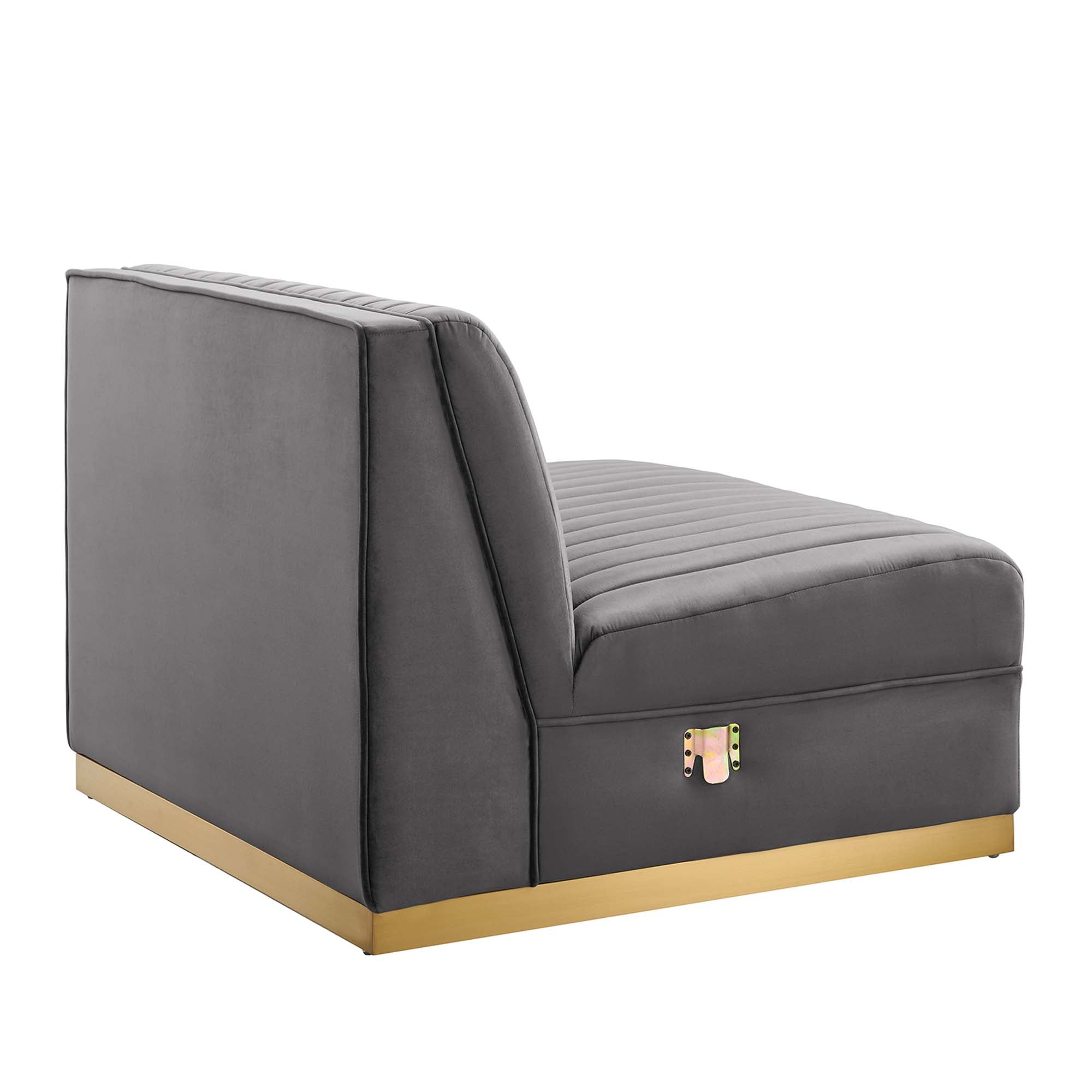 Modway Sanguine Channel Tufted Performance Velvet Modular Sectional Sofa Armless Chair