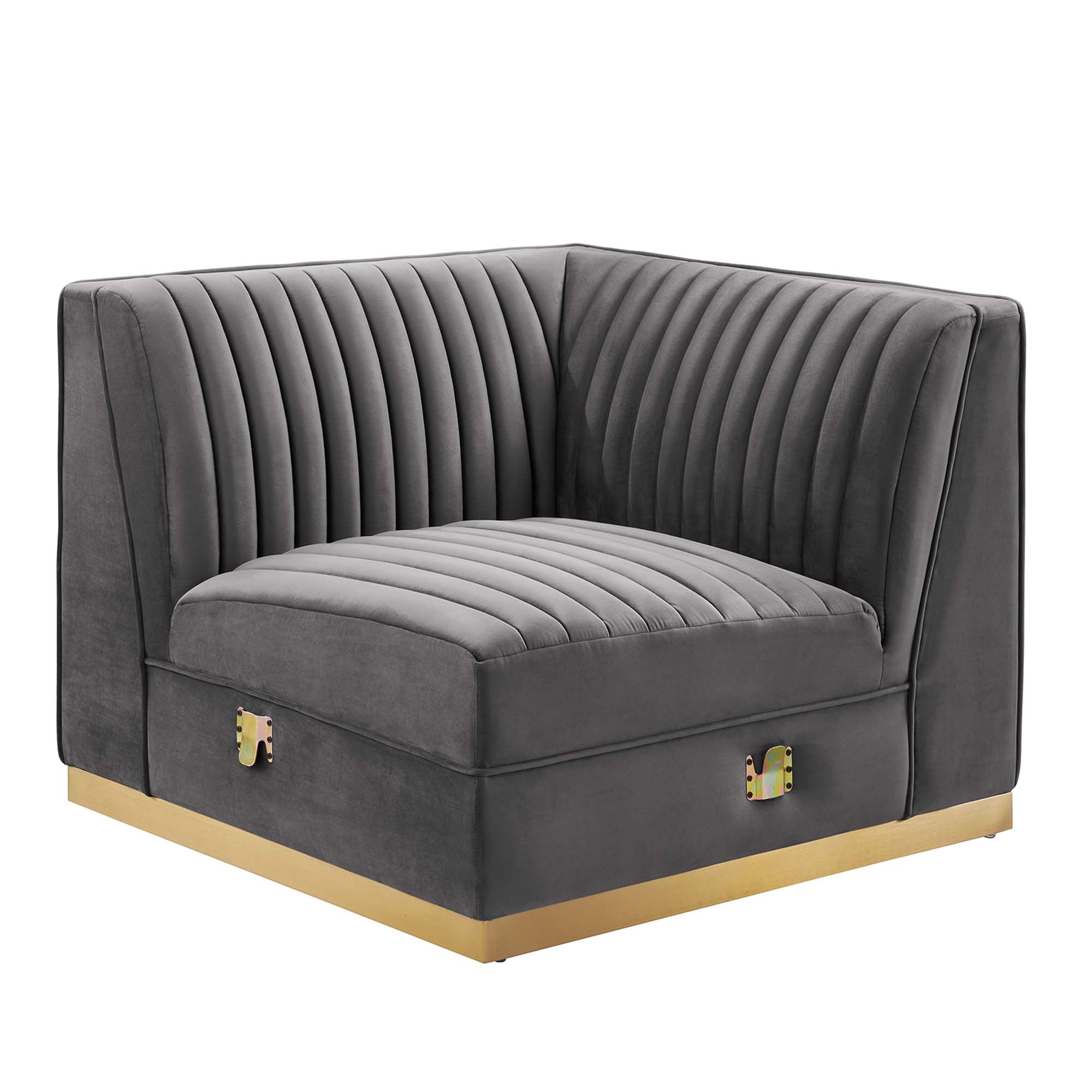 Modway Sanguine Channel Tufted Performance Velvet Modular Sectional Sofa Right Corner Chair