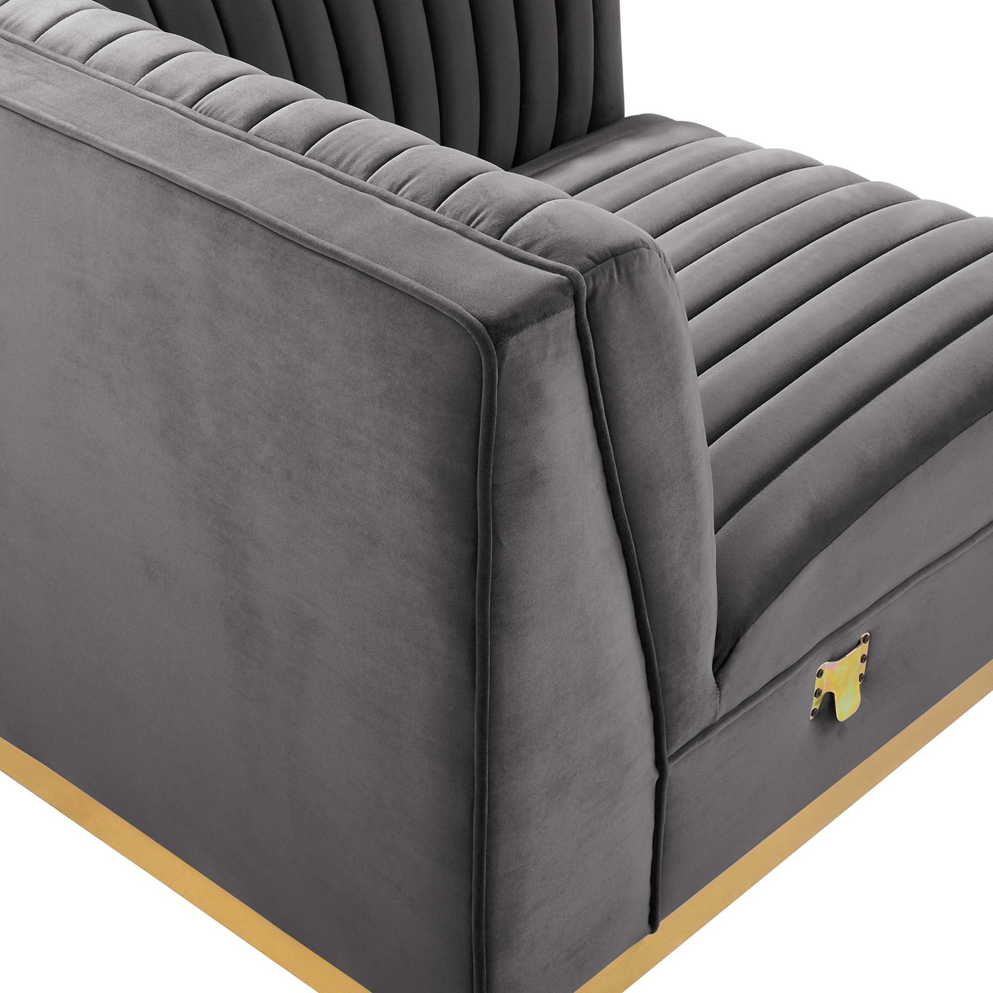 Modway Sanguine Channel Tufted Performance Velvet Modular Sectional Sofa Right Corner Chair