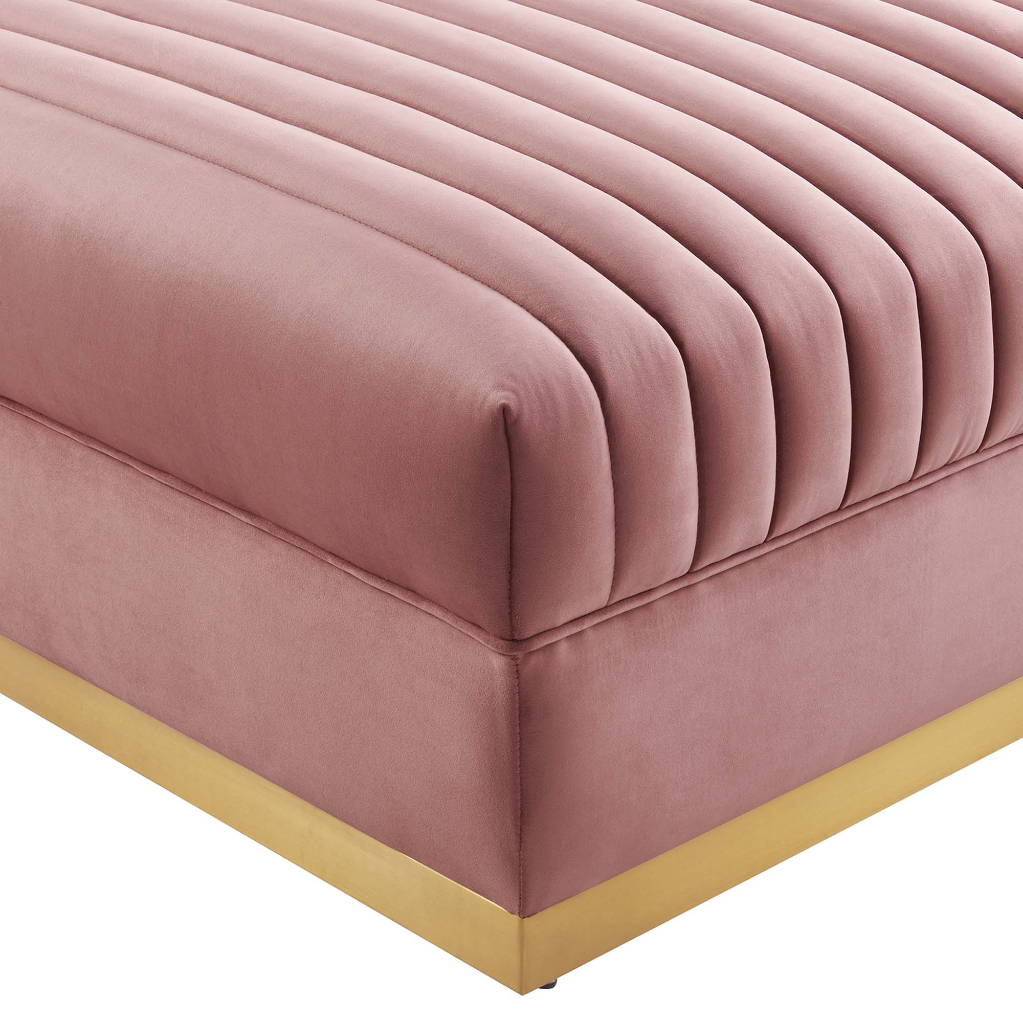 Modway Sanguine Channel Tufted Performance Velvet Modular Sectional Sofa Ottoman