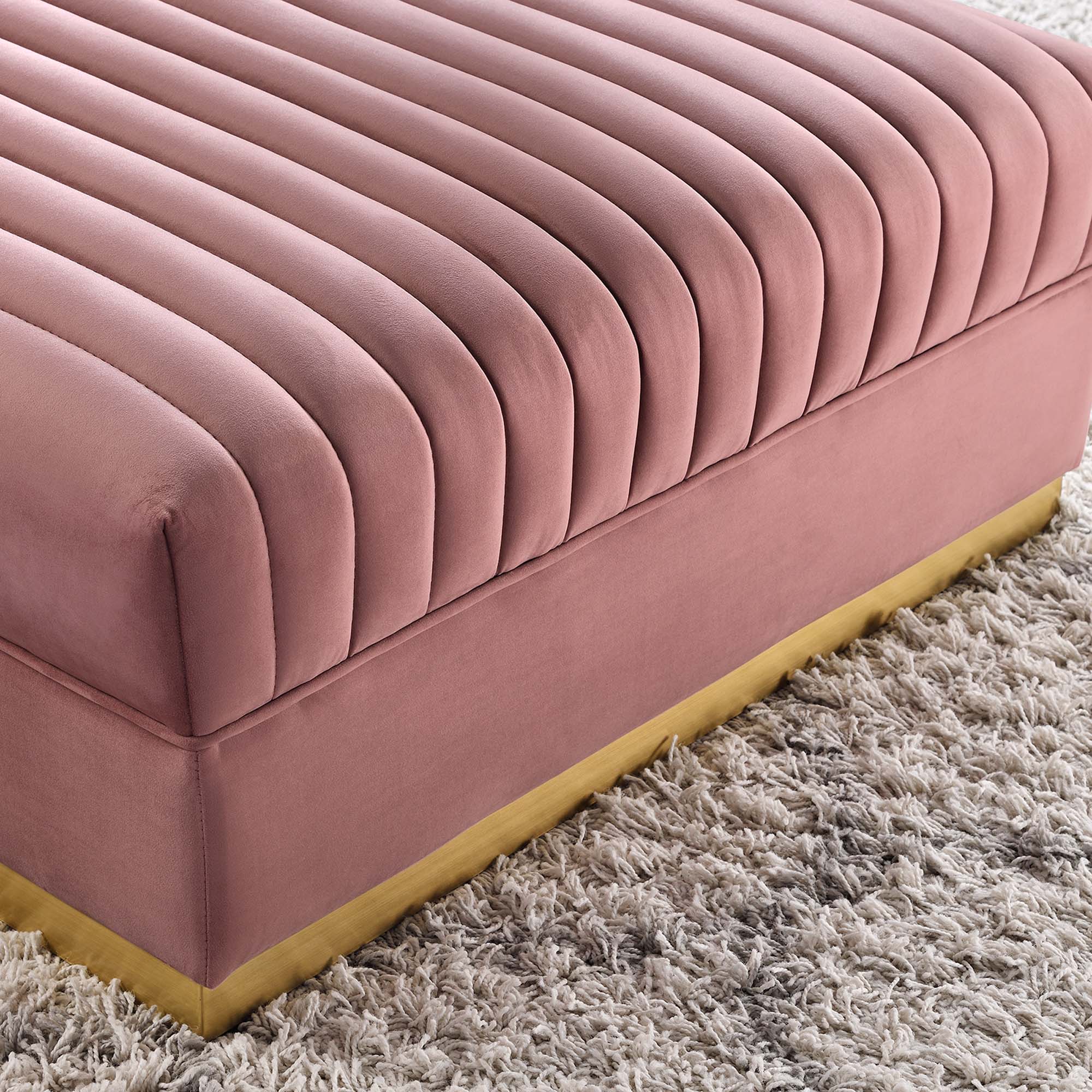 Modway Sanguine Channel Tufted Performance Velvet Modular Sectional Sofa Ottoman