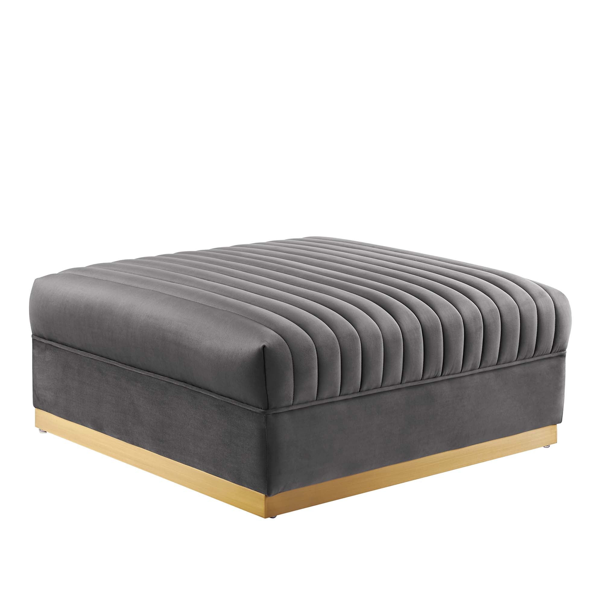 Modway Sanguine Channel Tufted Performance Velvet Modular Sectional Sofa Ottoman