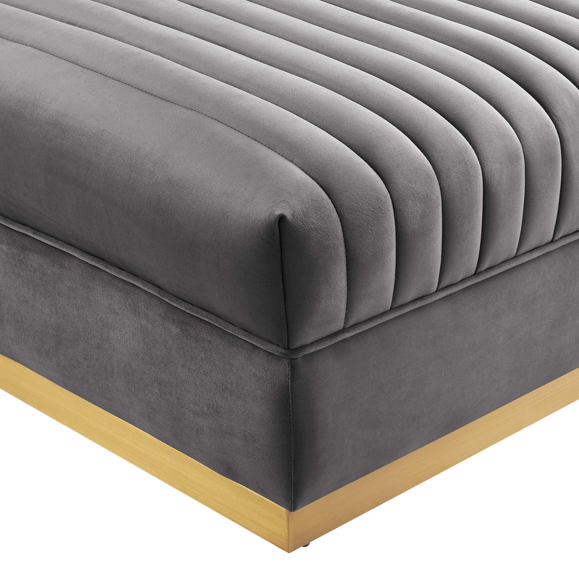 Modway Sanguine Channel Tufted Performance Velvet Modular Sectional Sofa Ottoman