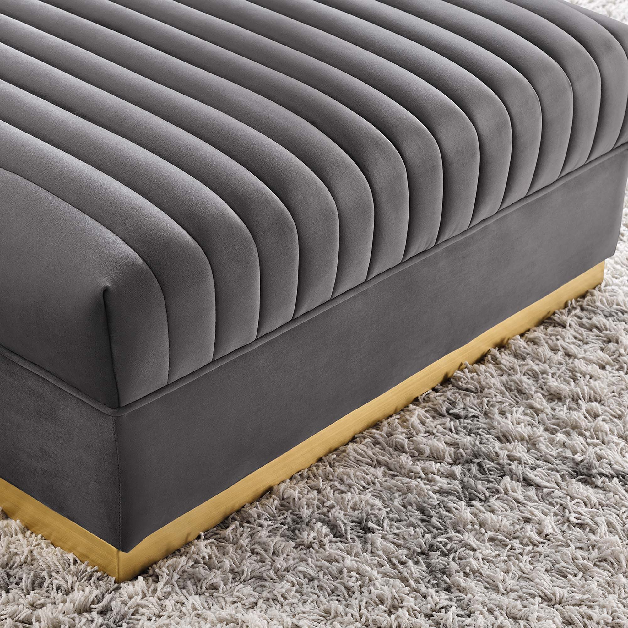 Modway Sanguine Channel Tufted Performance Velvet Modular Sectional Sofa Ottoman