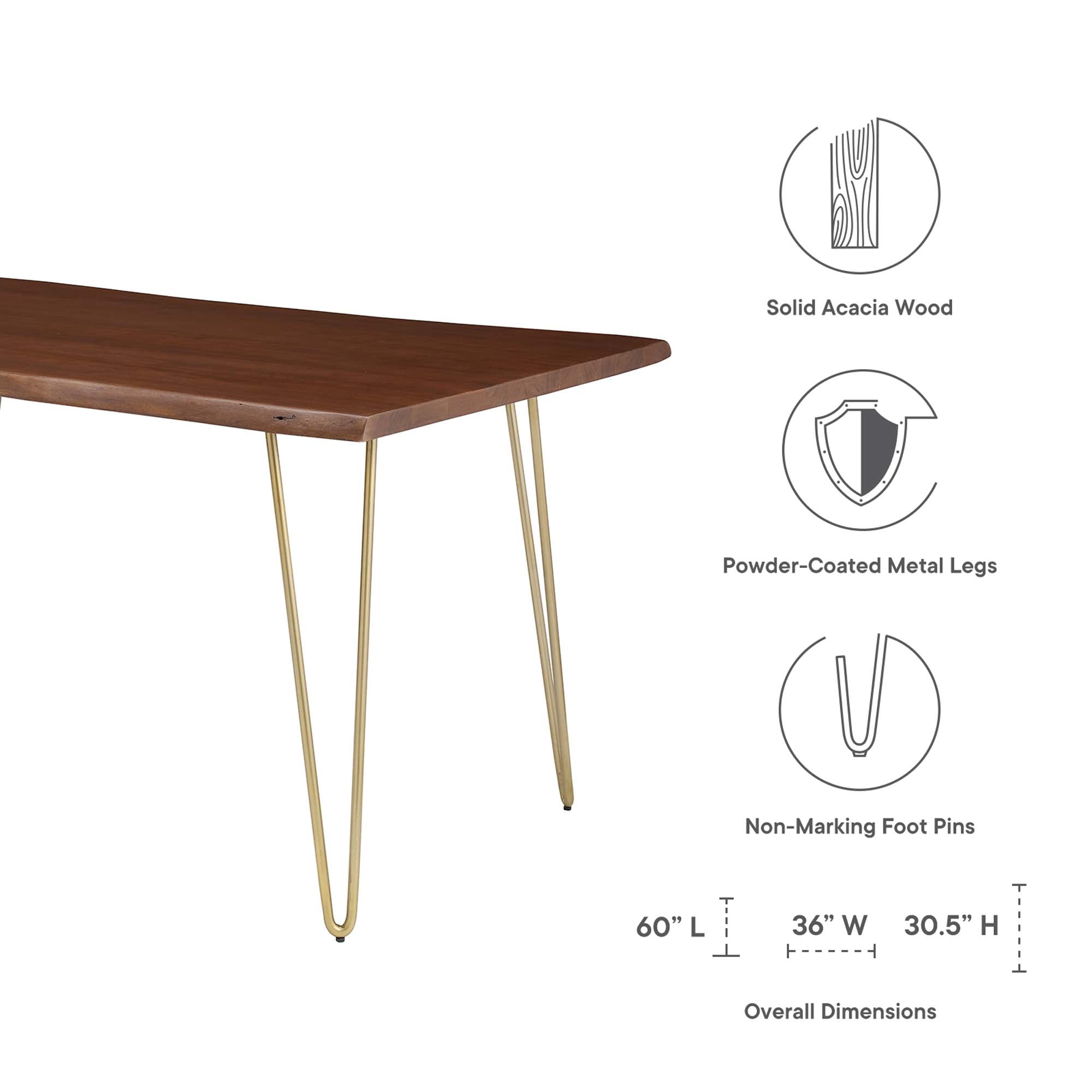 Modway Ardor 60" Live Edge Acacia Wood Acacia Wood Dining Table