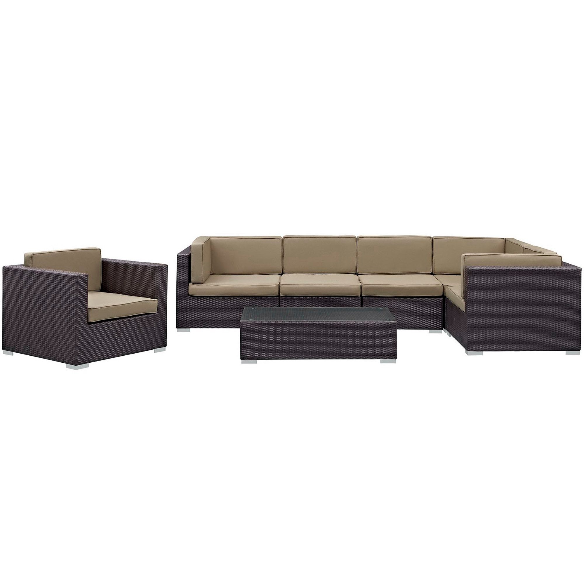 Modway Corona 7 Piece Outdoor Patio Sectional Set