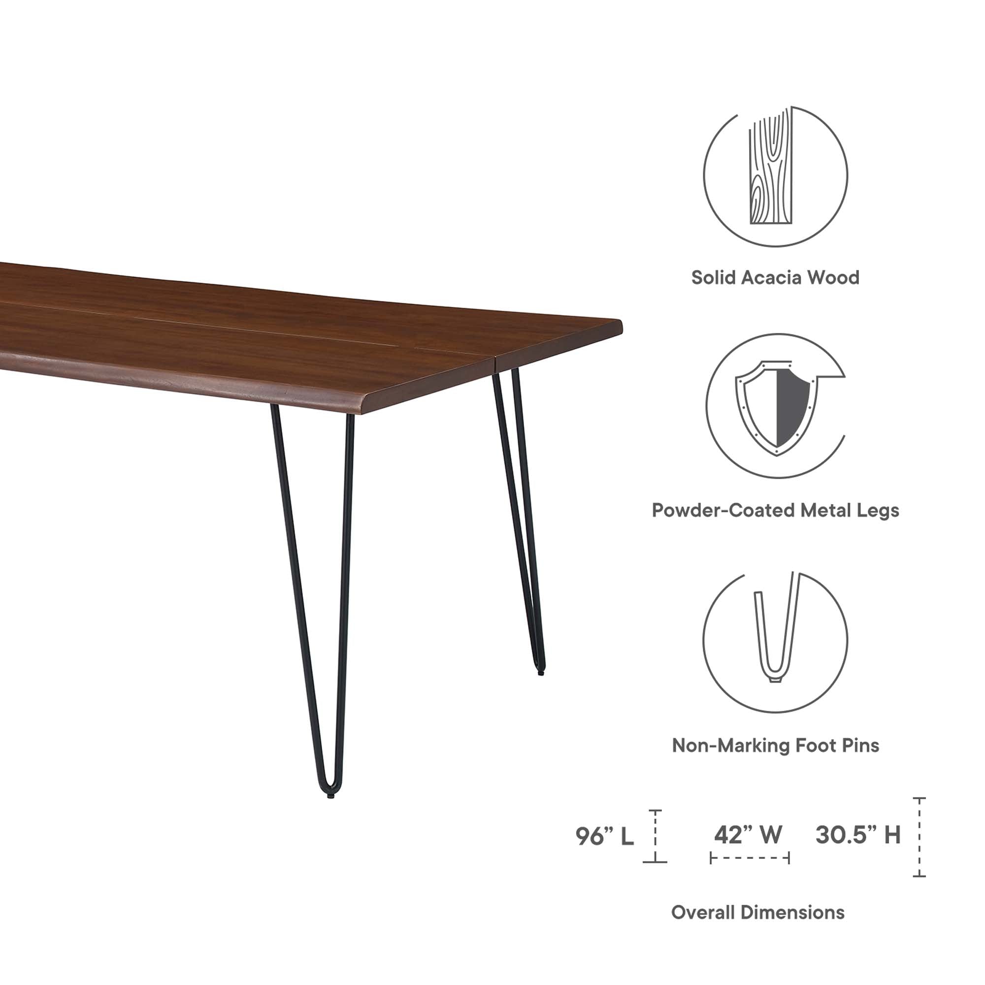 Modway Ardor 96" Live Edge Acacia Wood Acacia Wood Dining Table