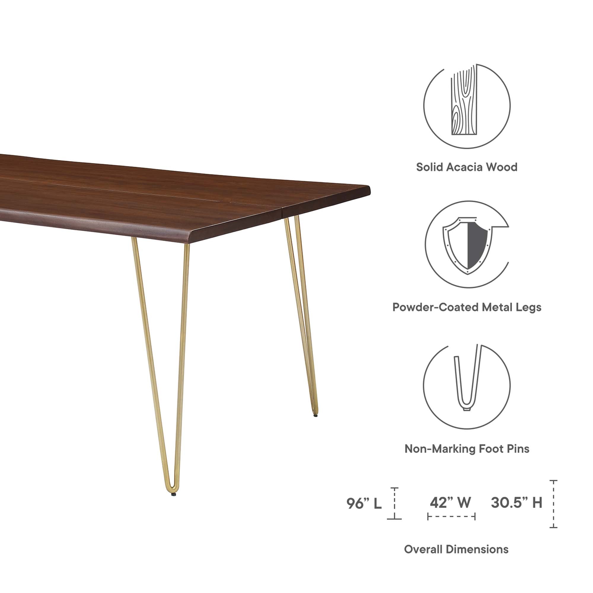 Modway Ardor 96" Live Edge Acacia Wood Acacia Wood Dining Table
