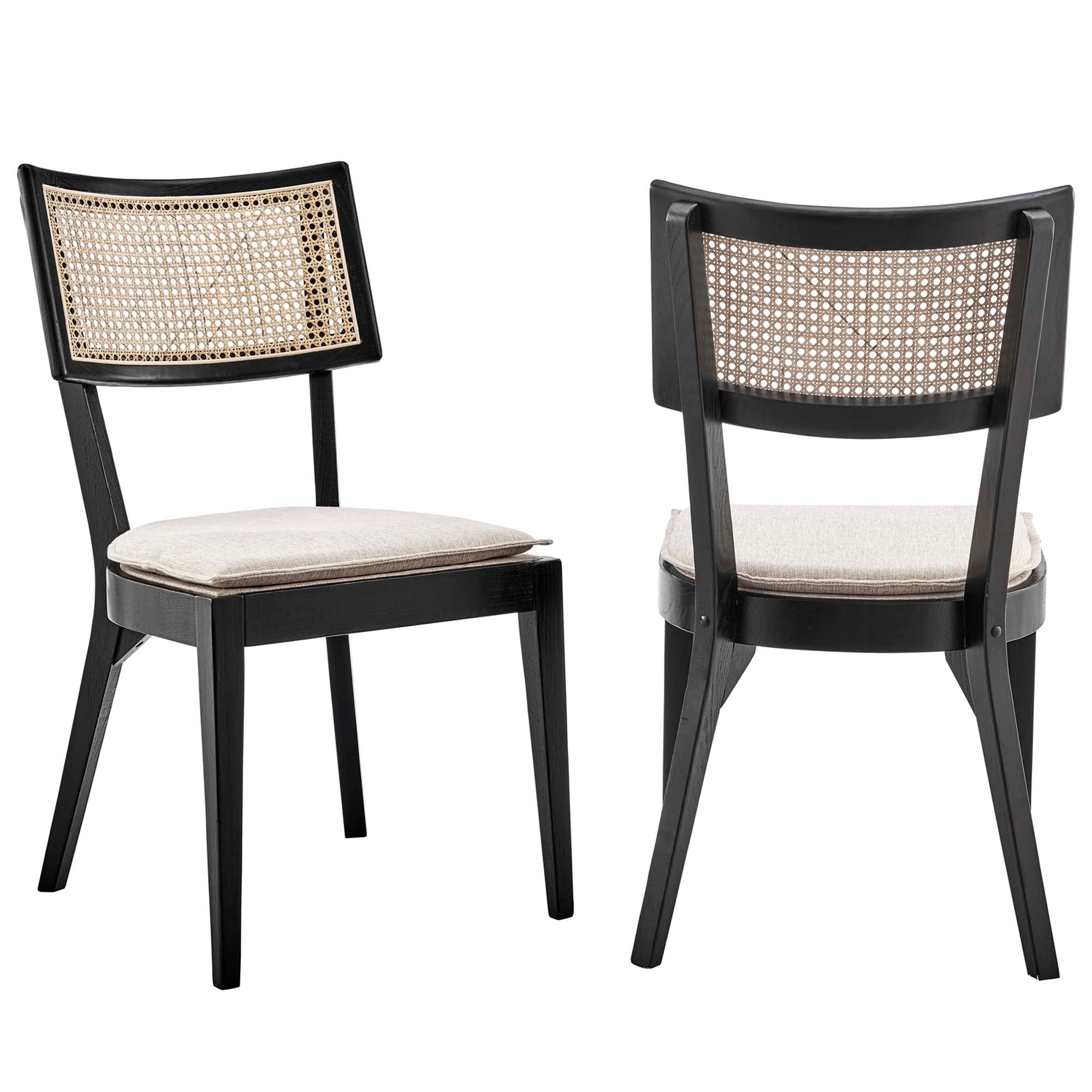 Modway Caledonia Fabric Upholstered Wood Dining Chair Set of 2