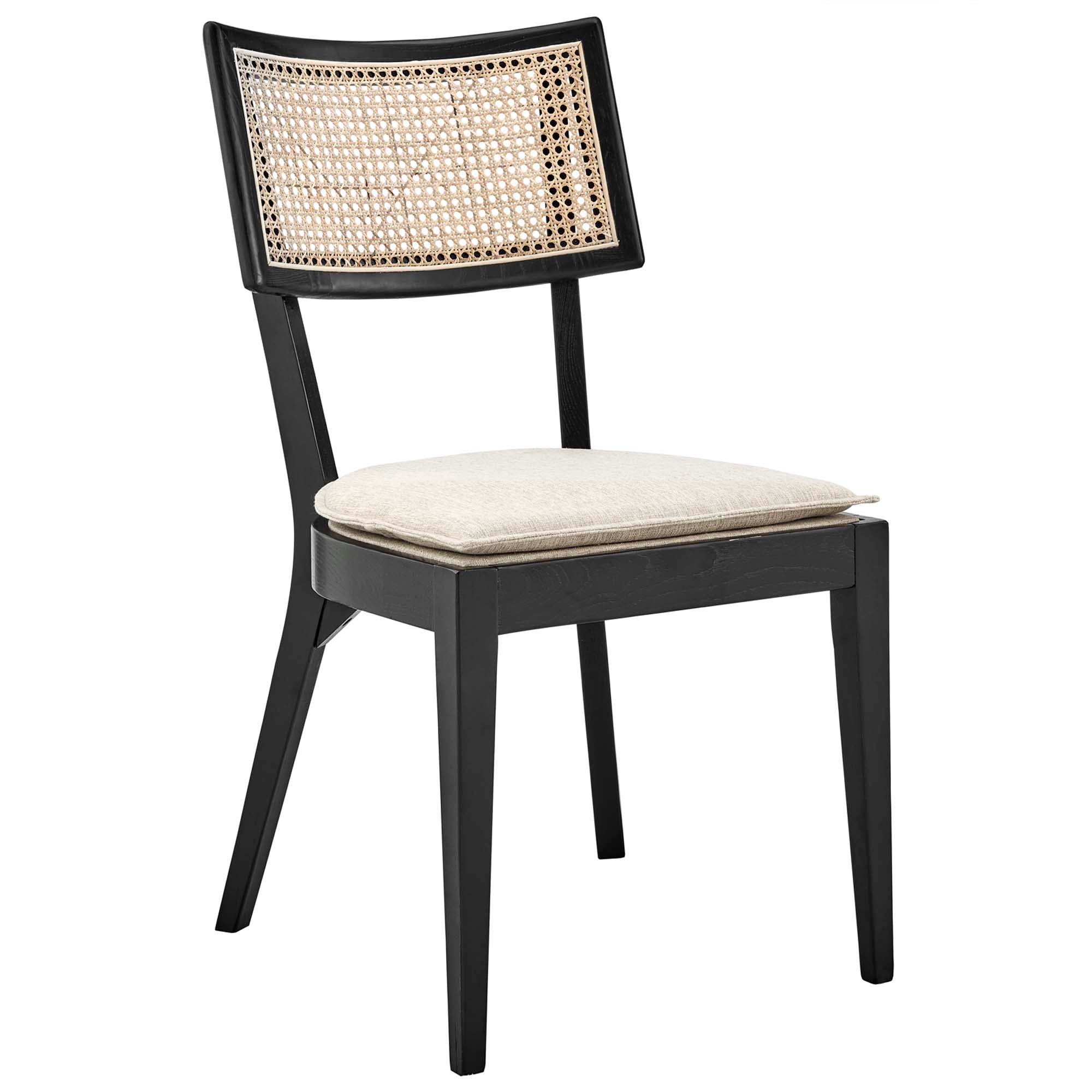Modway Caledonia Fabric Upholstered Wood Dining Chair Set of 2