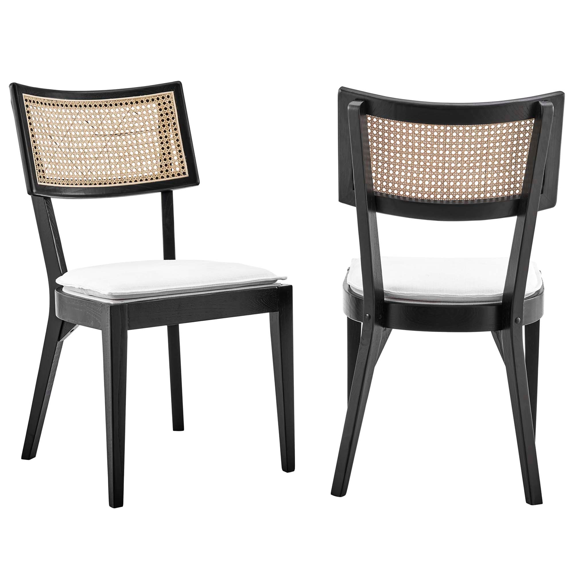 Modway Caledonia Fabric Upholstered Wood Dining Chair Set of 2