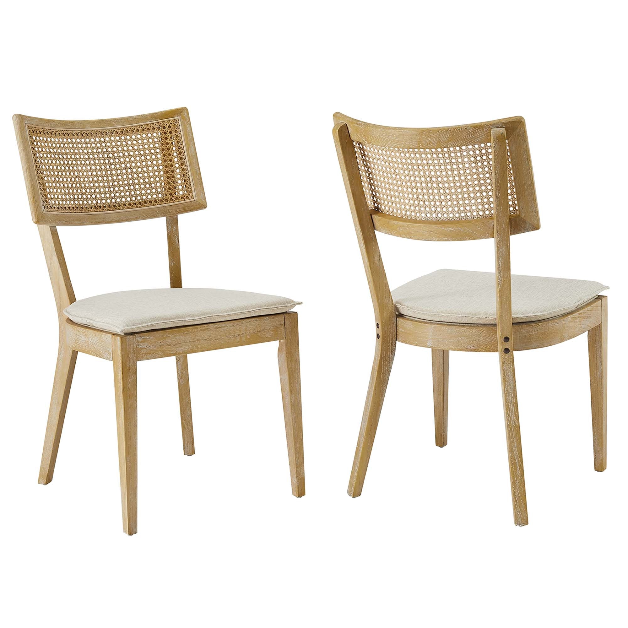 Modway Caledonia Fabric Upholstered Wood Dining Chair Set of 2