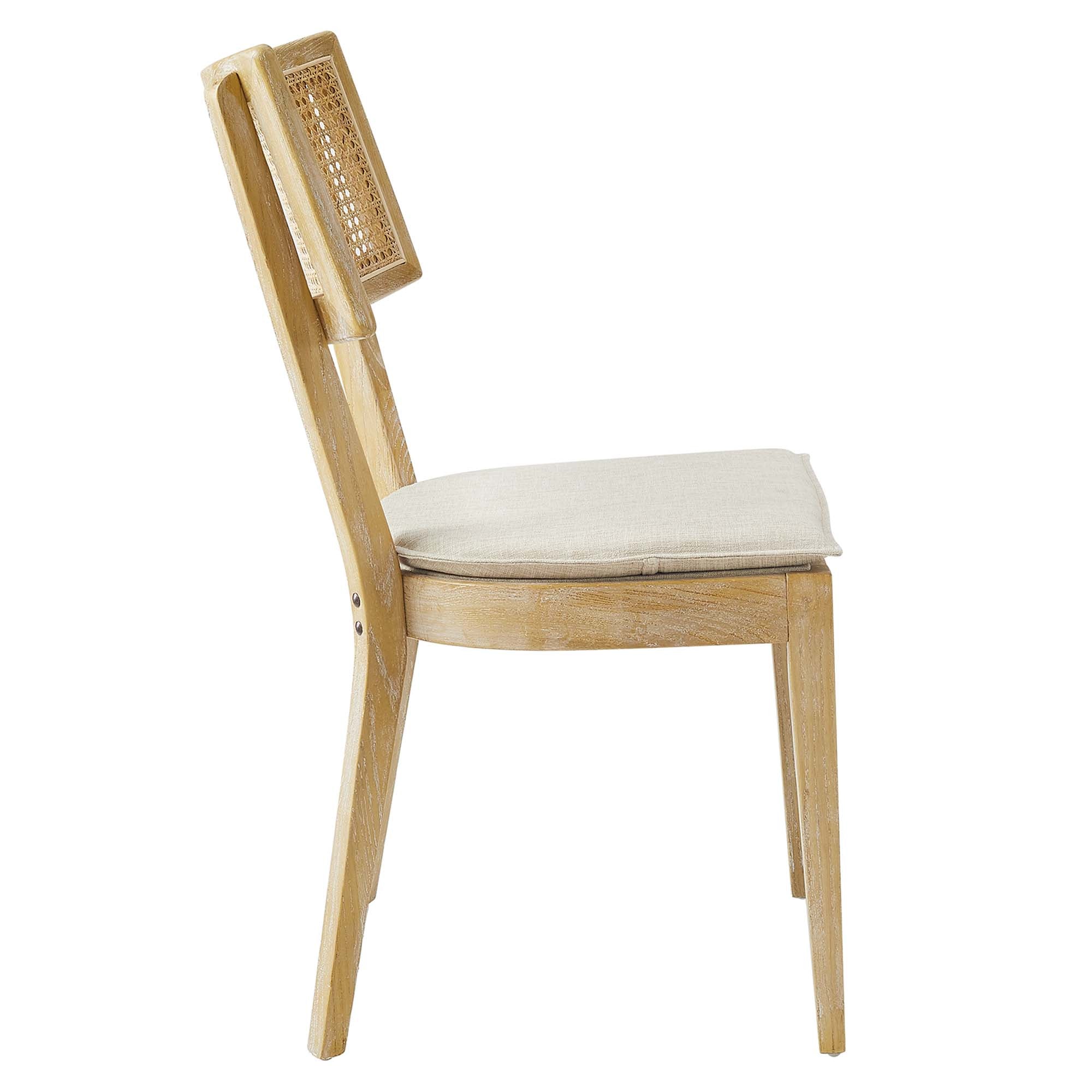 Modway Caledonia Fabric Upholstered Wood Dining Chair Set of 2