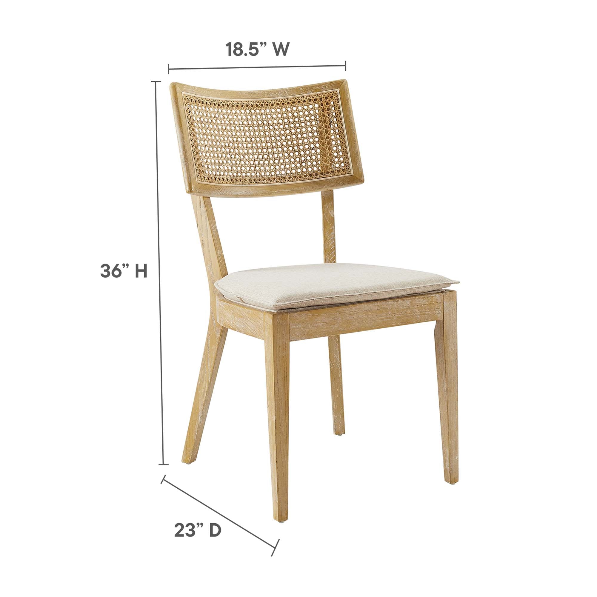 Modway Caledonia Fabric Upholstered Wood Dining Chair Set of 2