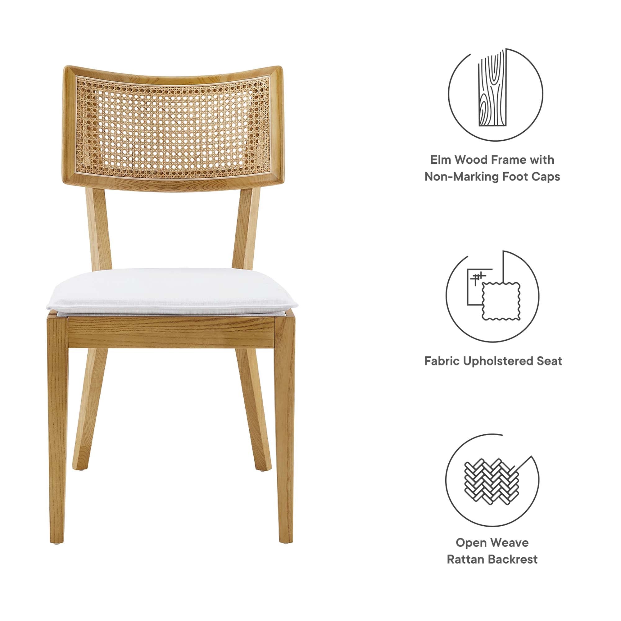 Modway Caledonia Fabric Upholstered Wood Dining Chair Set of 2