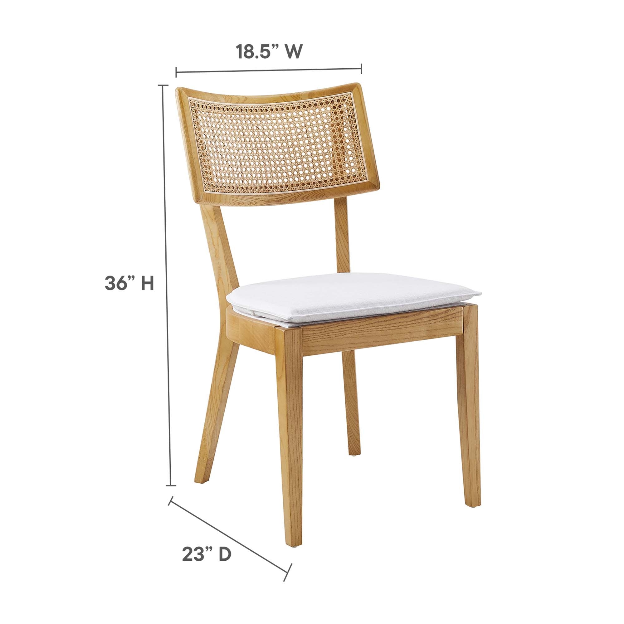 Modway Caledonia Fabric Upholstered Wood Dining Chair Set of 2