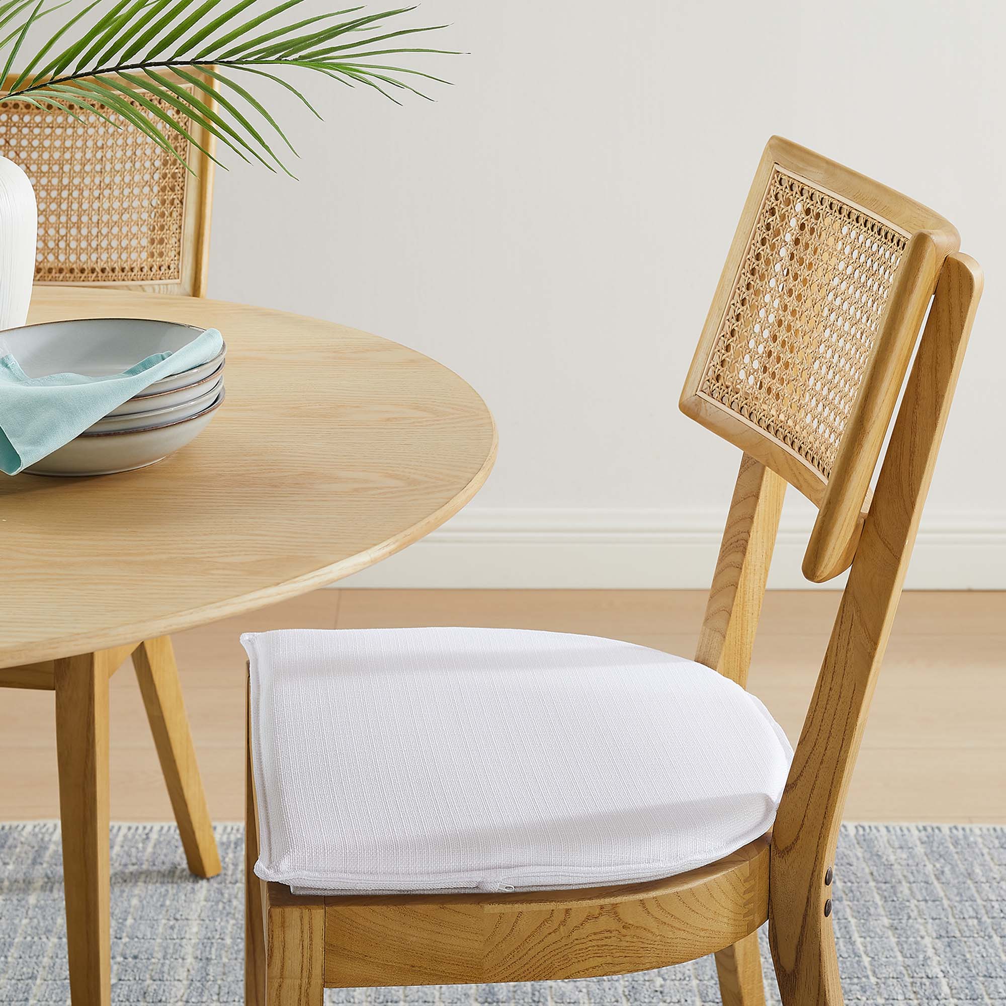 Modway Caledonia Fabric Upholstered Wood Dining Chair Set of 2