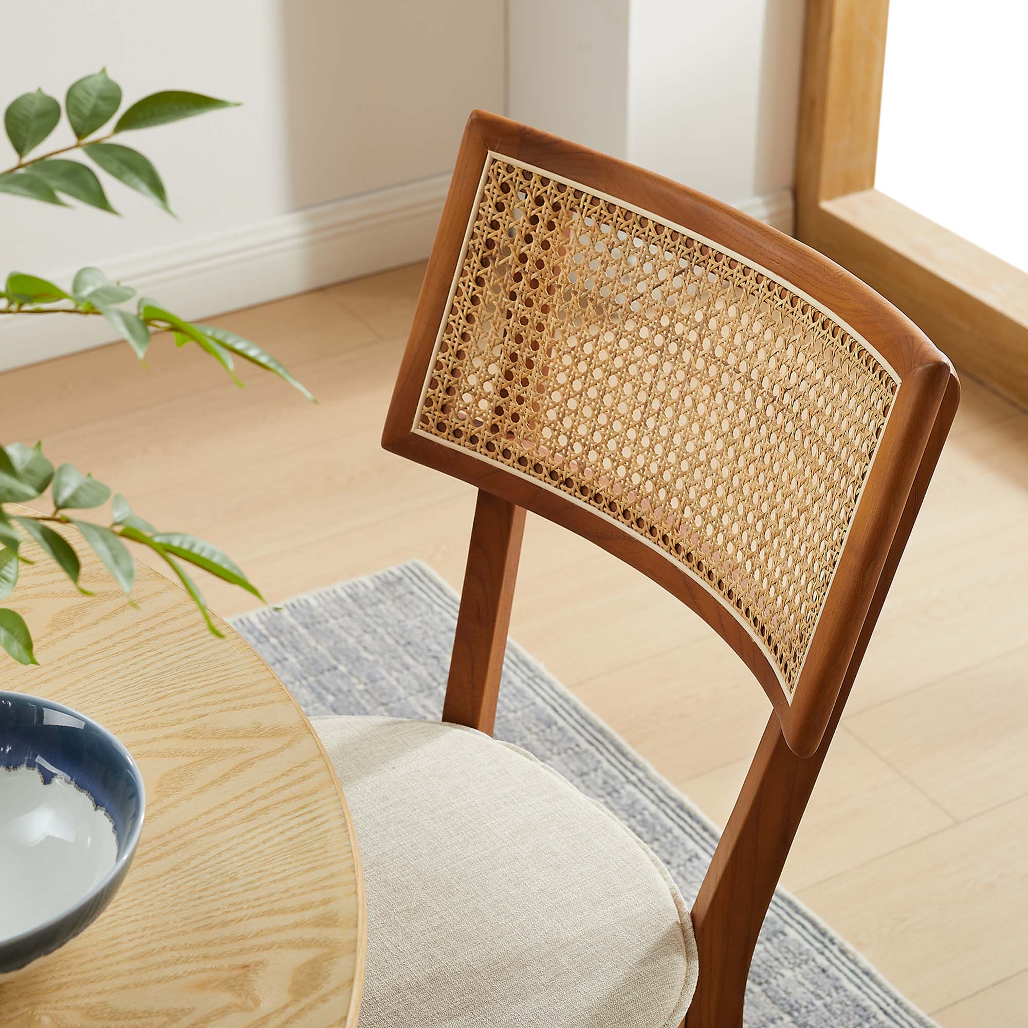 Modway Caledonia Fabric Upholstered Wood Dining Chair Set of 2