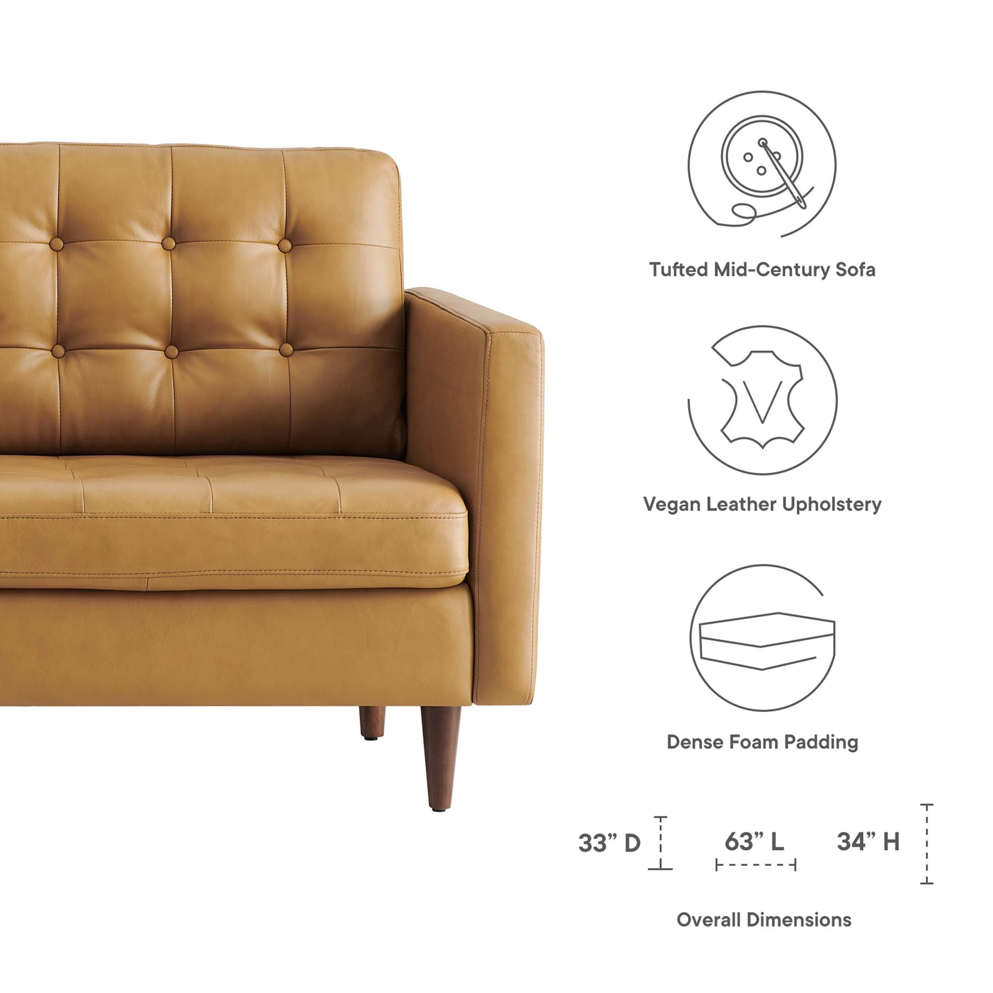 Modway Exalt Tufted Leather Loveseat