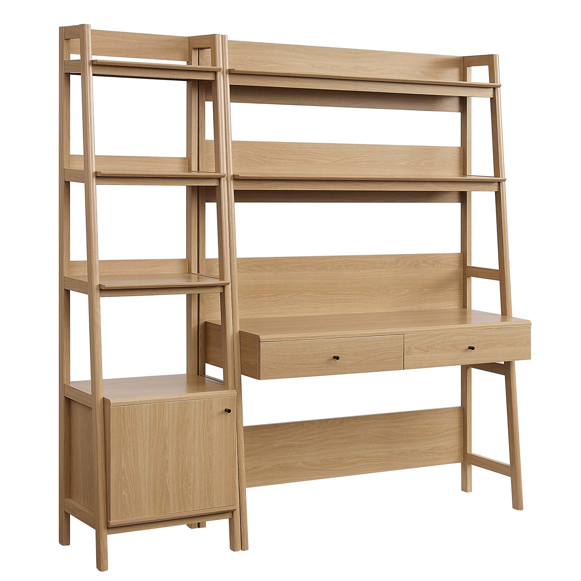 Modway Bixby 2-Piece Wood Office Desk and Bookshelf