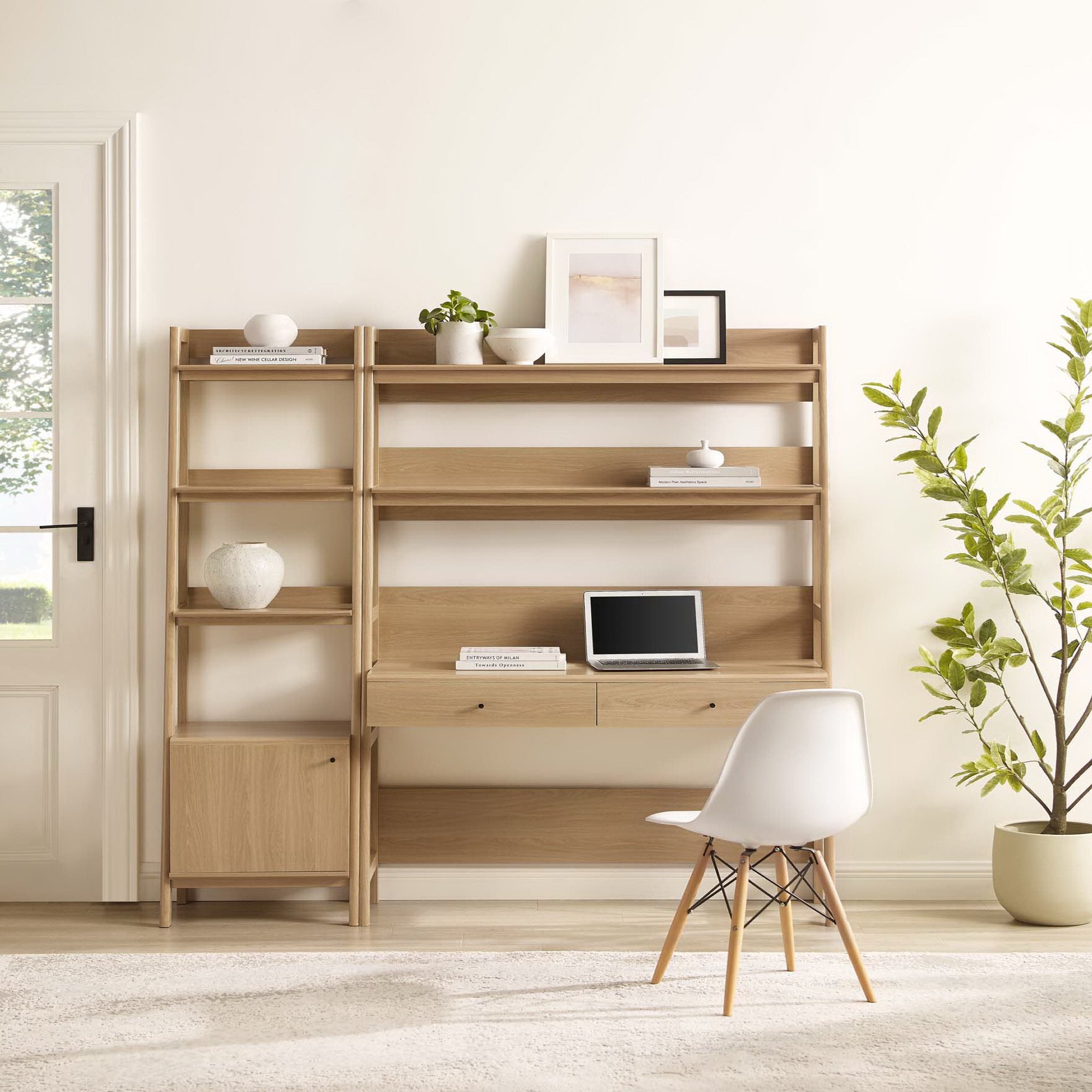 Modway Bixby 2-Piece Wood Office Desk and Bookshelf