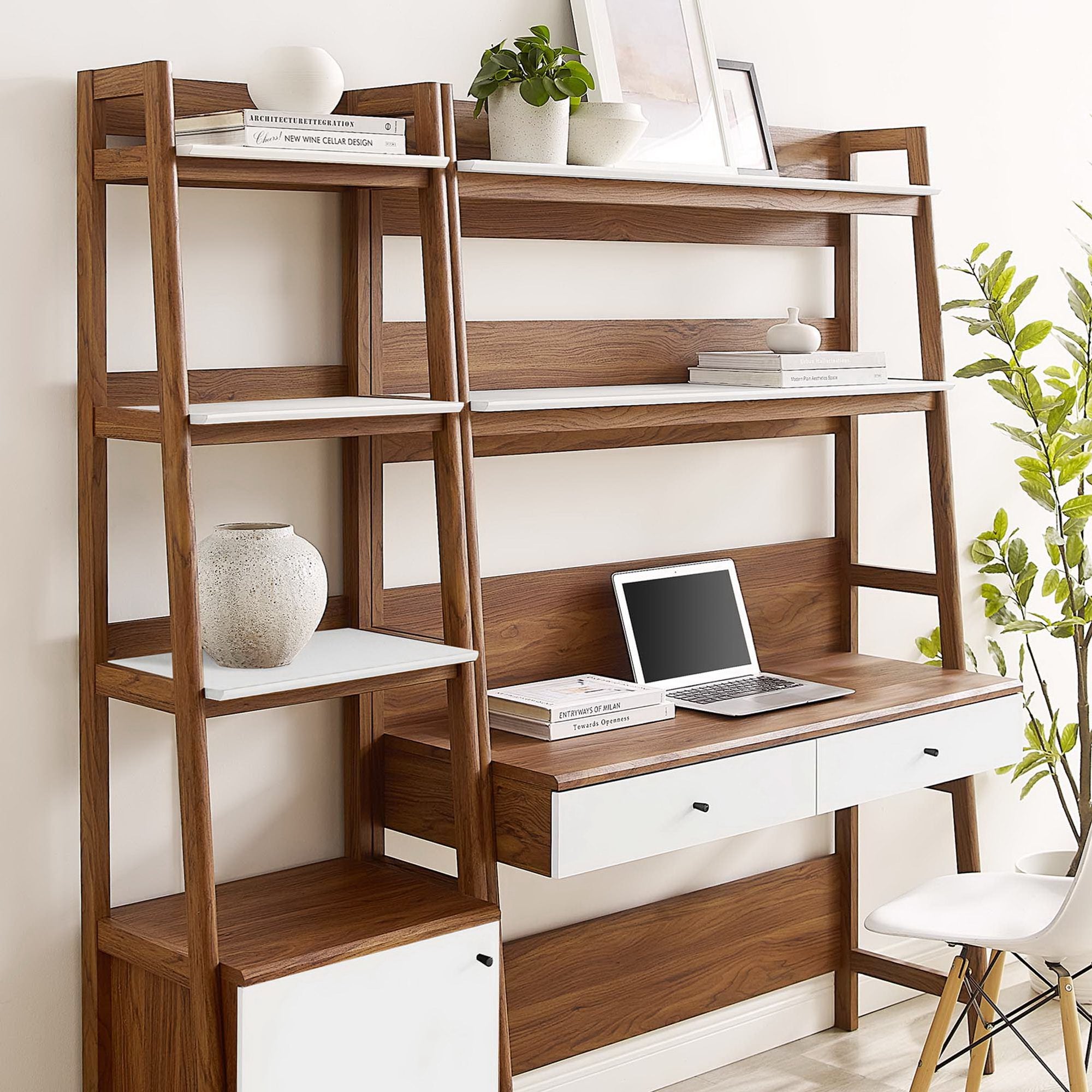 Modway Bixby 2-Piece Wood Office Desk and Bookshelf