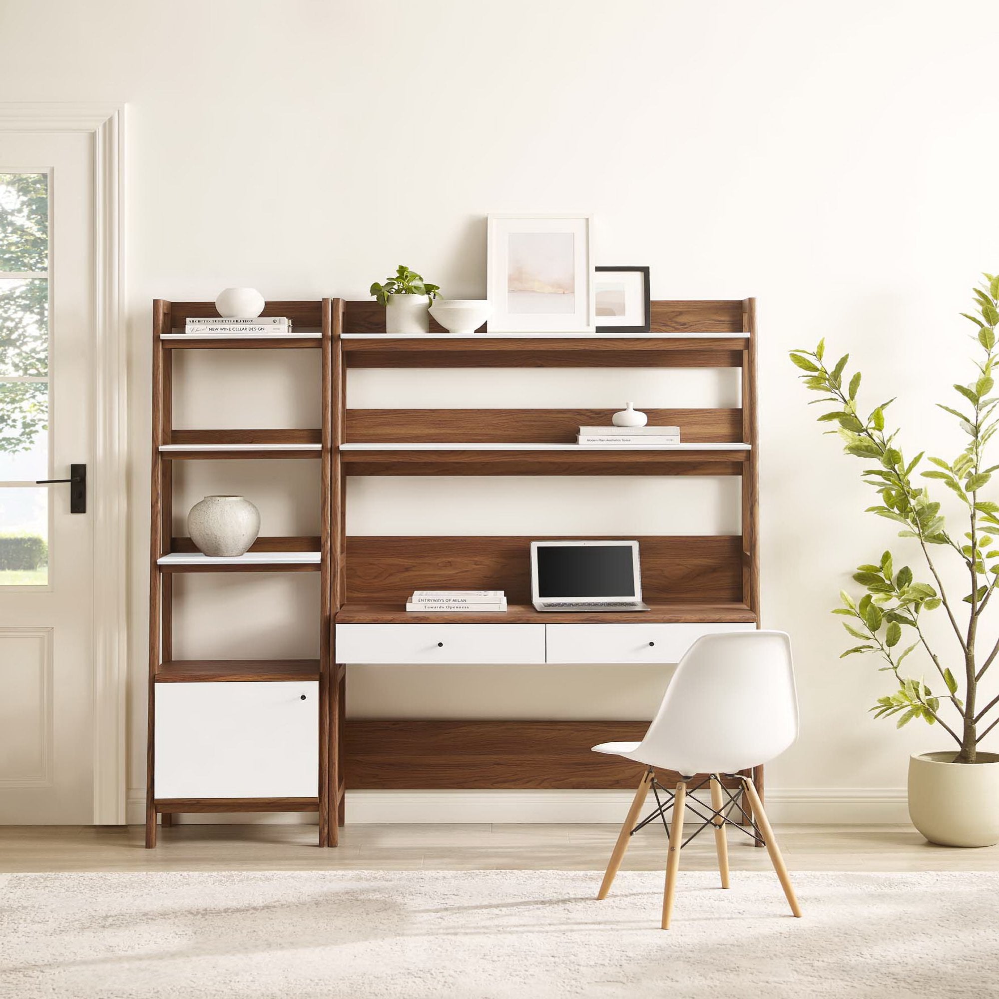 Modway Bixby 2-Piece Wood Office Desk and Bookshelf
