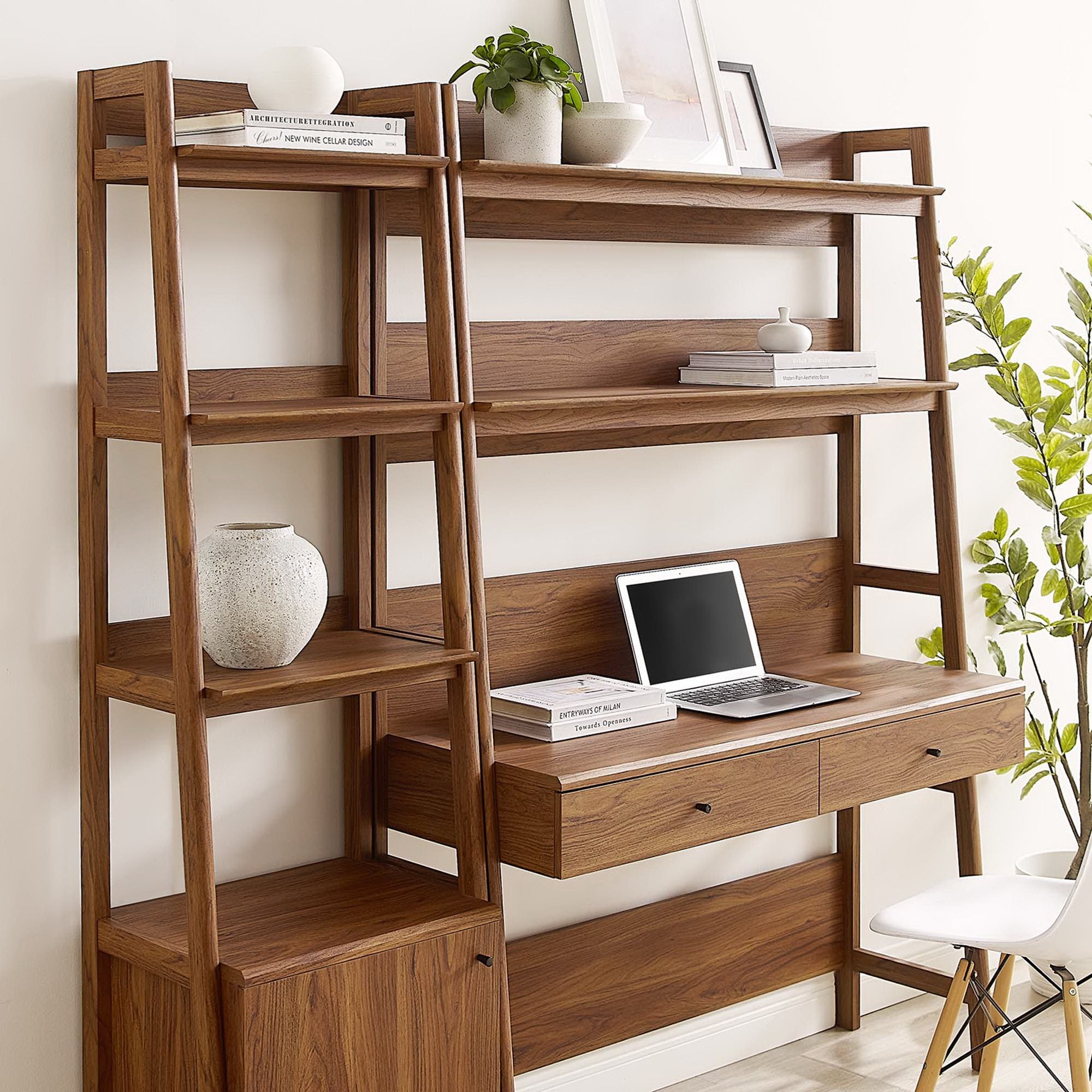 Modway Bixby 2-Piece Wood Office Desk and Bookshelf