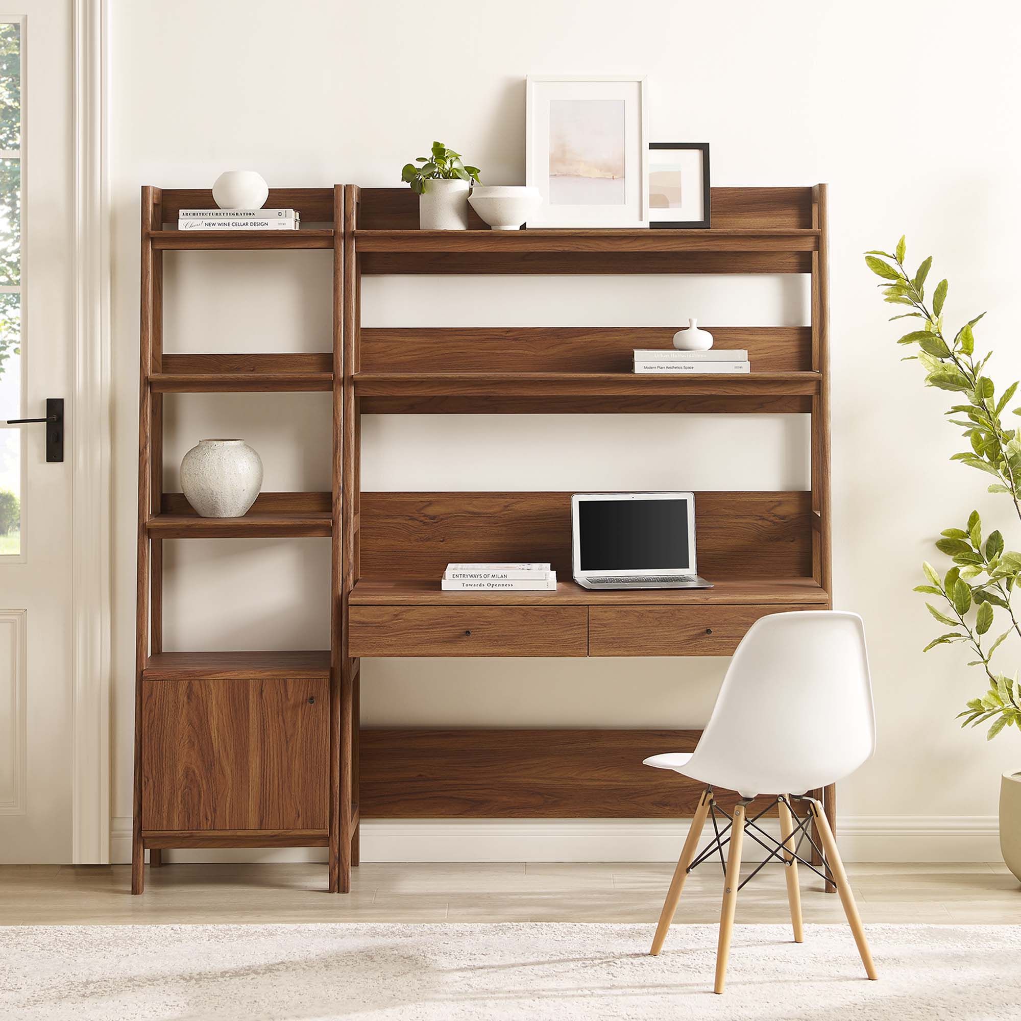 Modway Bixby 2-Piece Wood Office Desk and Bookshelf
