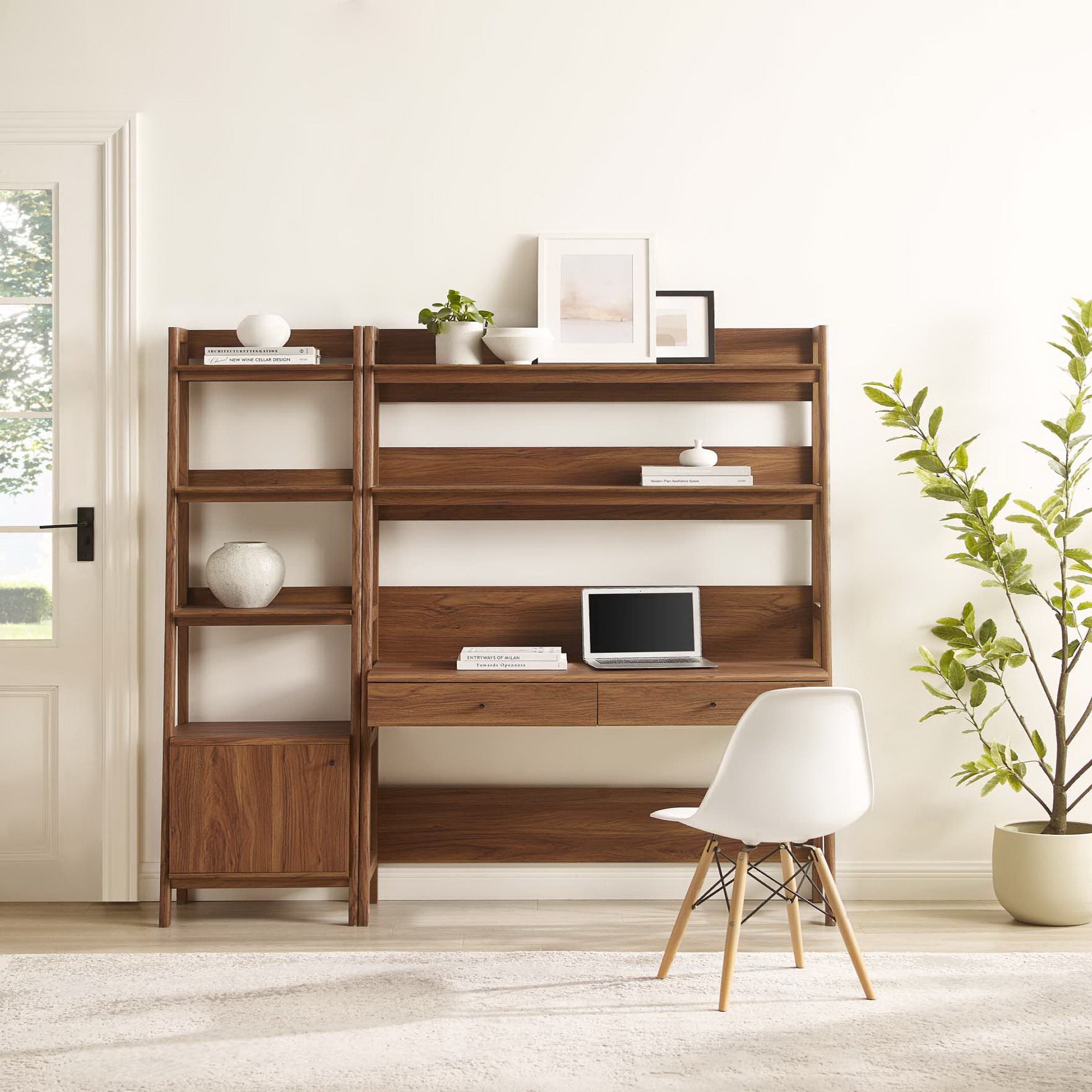 Modway Bixby 2-Piece Wood Office Desk and Bookshelf