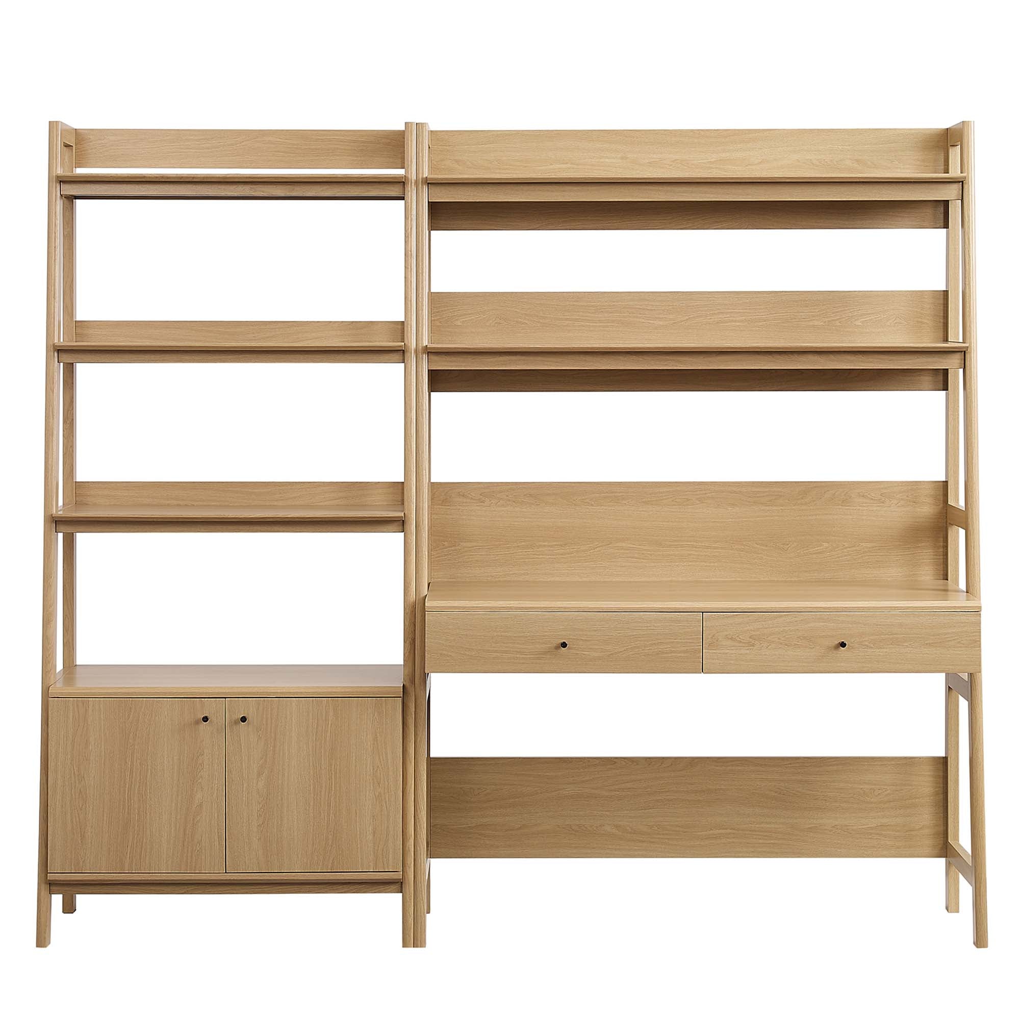 Modway Bixby 2-Piece Wood Office Desk and Bookshelf
